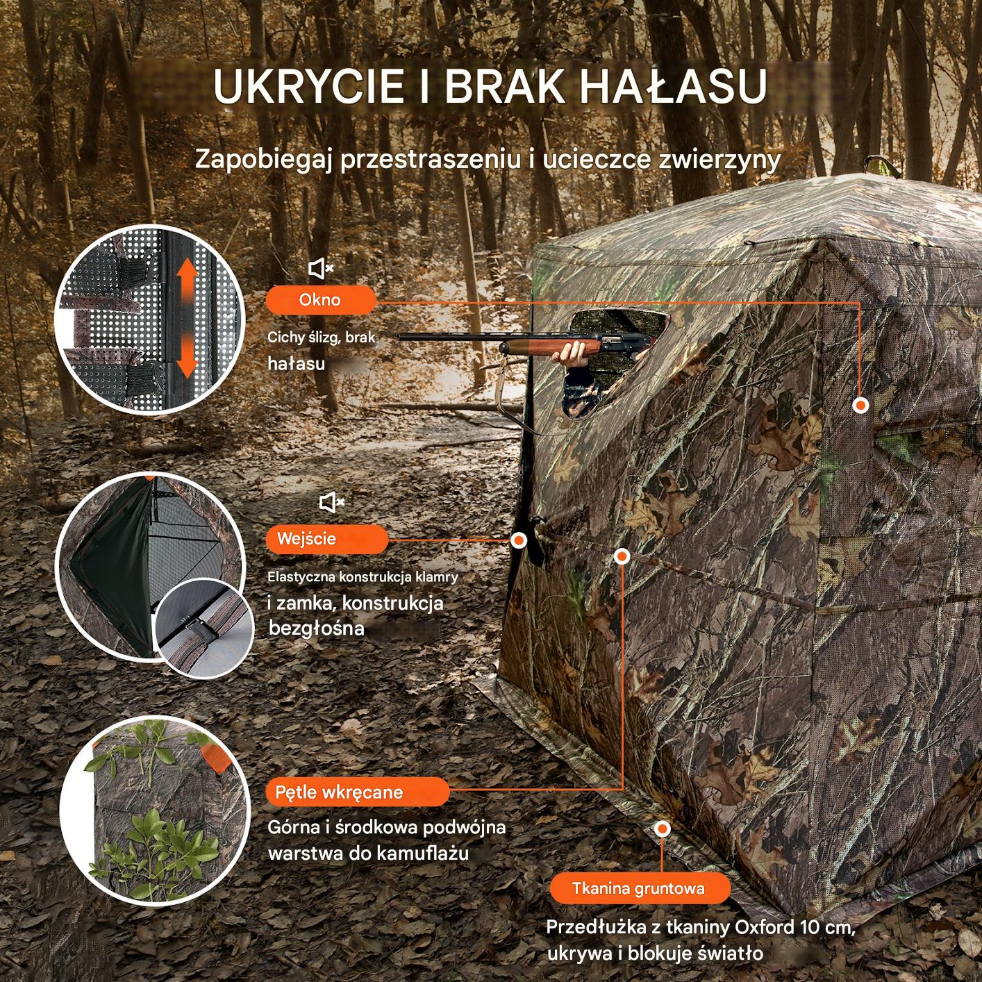 Zasłona myśliwska 270° 4-5 os. jednokierunkowa siatka do polowania - obrazek 3