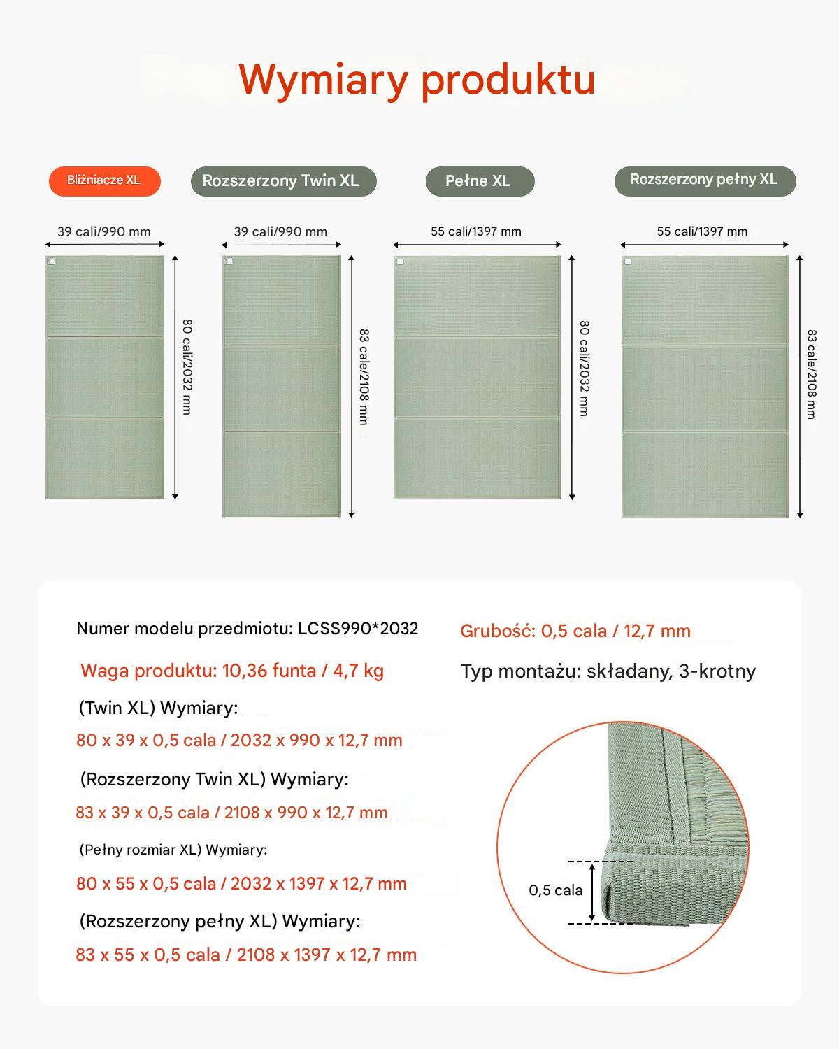 Materac Tatami Japoński Składany z Naturalnej Trawy – 2032 x 990 x 13 mm - obrazek 2