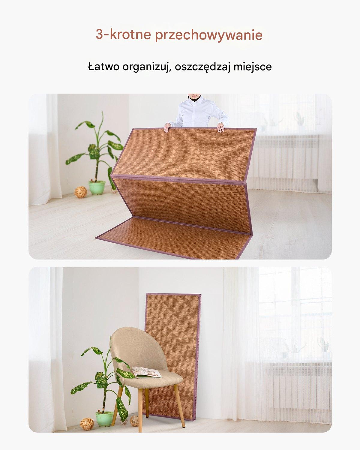Materac Tatami Japoński Składany z Naturalnej Rattanu – 2032 x 1397 x 13 mm - obrazek 6