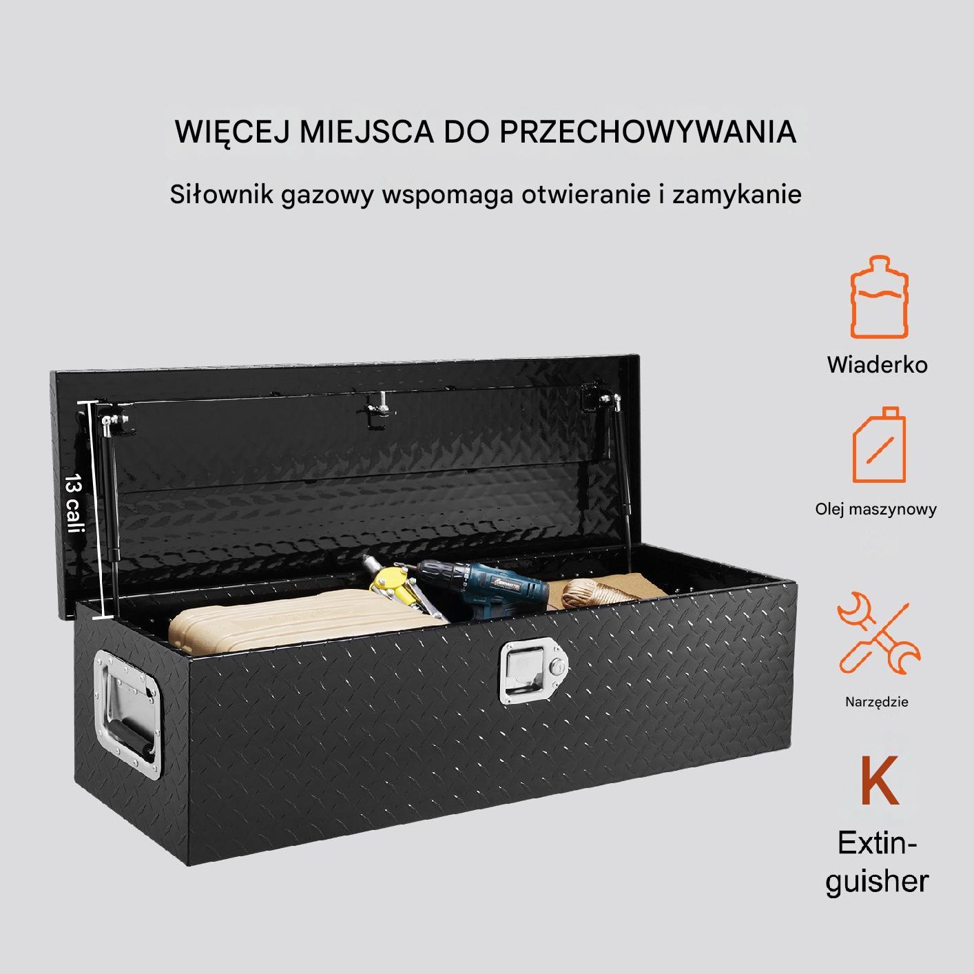 Aluminiowa skrzynia narzędziowa 99x33cm 83L wodoszczelna z blokadą 39kg - obrazek 3