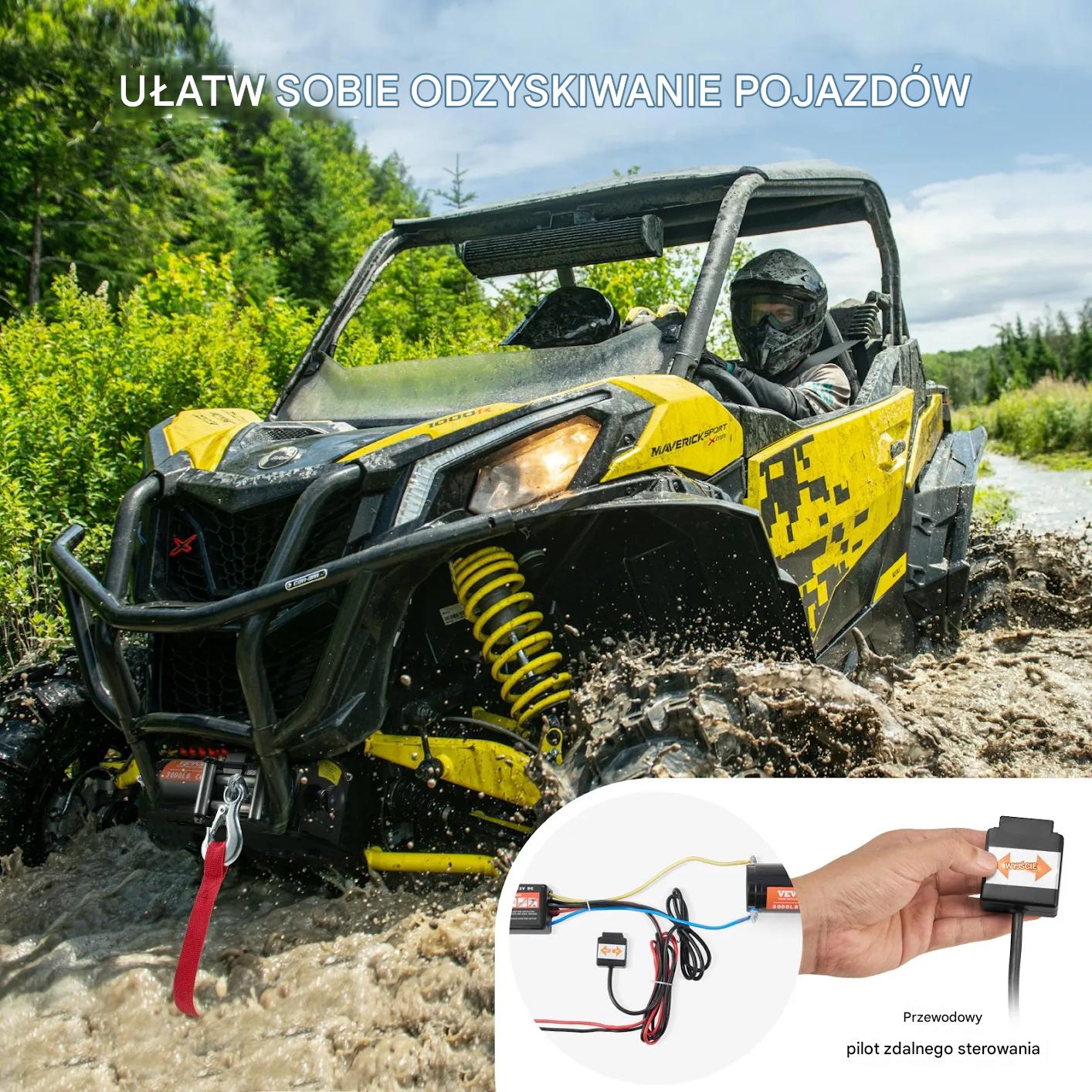Wyciągarka elektryczna ATV UTV 1360kg stalowa lina - obrazek 6
