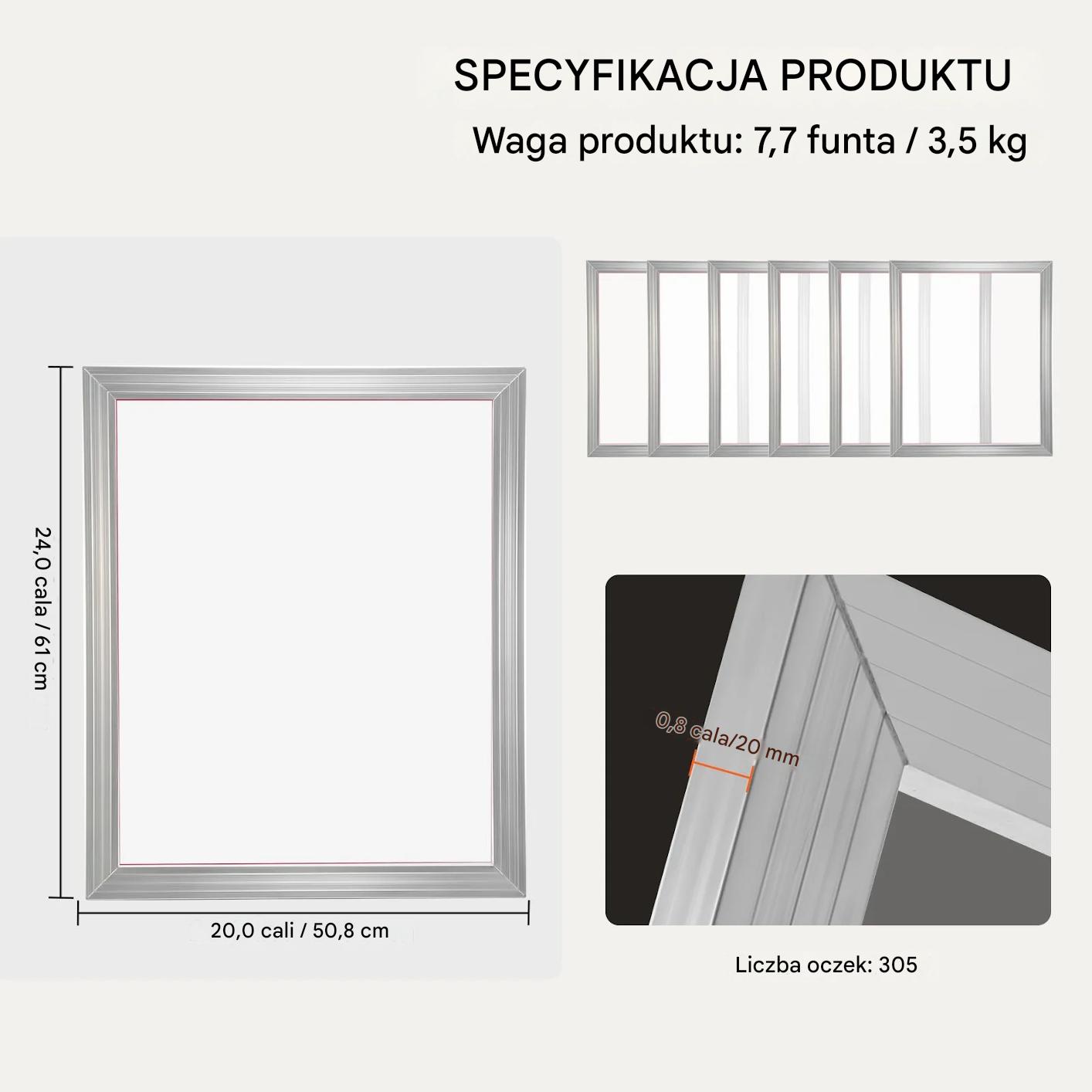Sito do prasy sitodrukowej ręcznej 50x60 cm 6 ramek siatka 305 sitodruk - obrazek 2