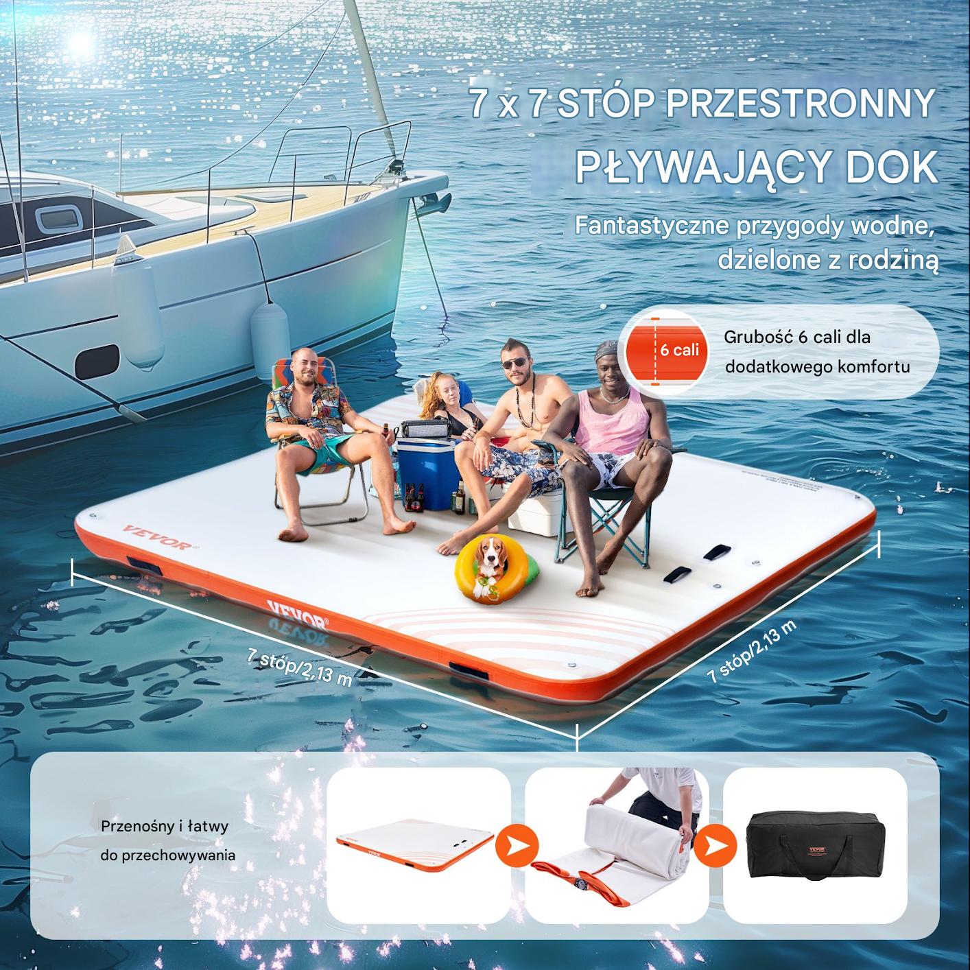 Platforma Pływająca Wodna Dmuchany Materac 2,13 x 2,13 m - obrazek 3