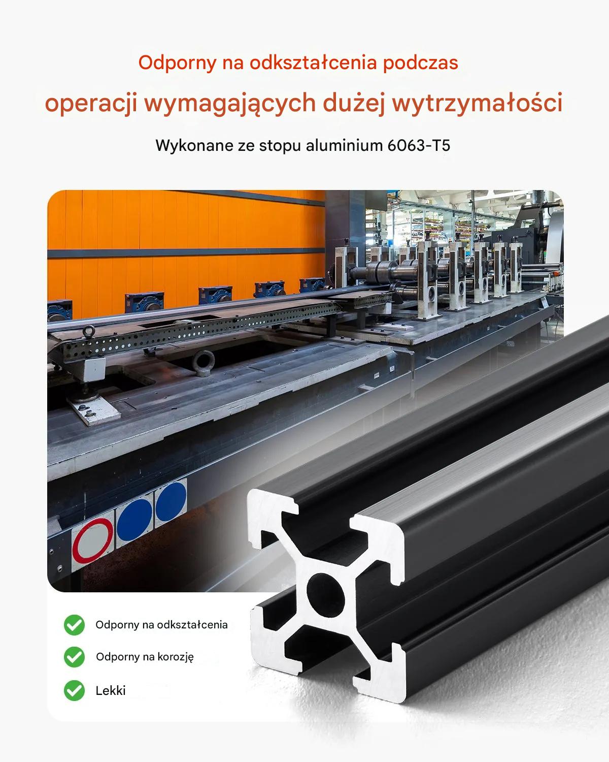 Profil aluminiowy T-slot 2040 2000mm 5 szt. czarny - do CNC, drukarki 3D - obrazek 3