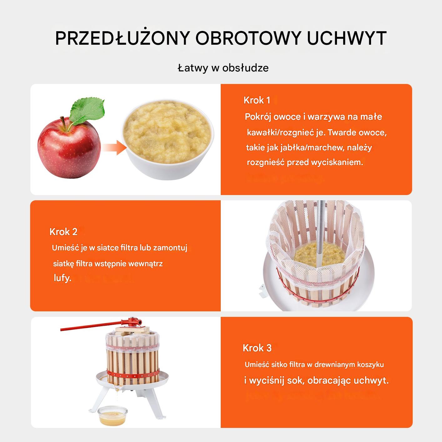 Prasa do owoców miękkich i twardych, wyciskarka do cytrusów soków 16,7L - obrazek 5