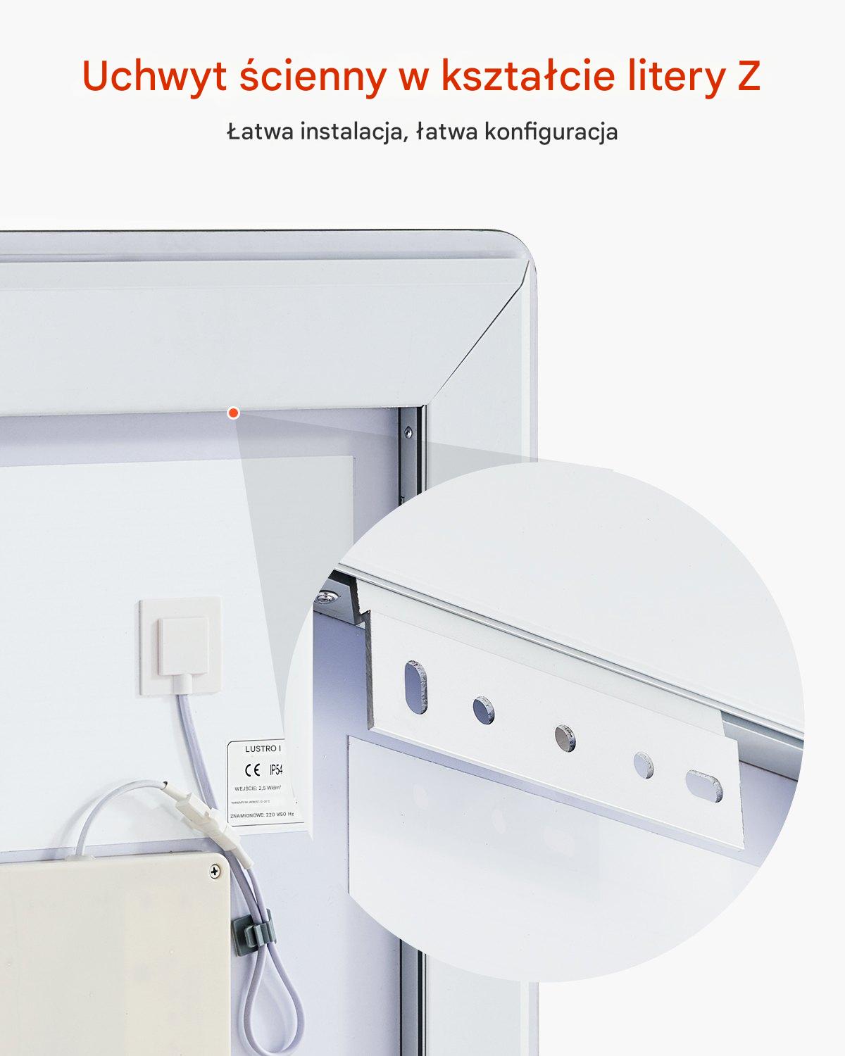 Lustro LED do Łazienki 50x70 cm z Podświetleniem i Funkcją Anti-Fog - obrazek 6