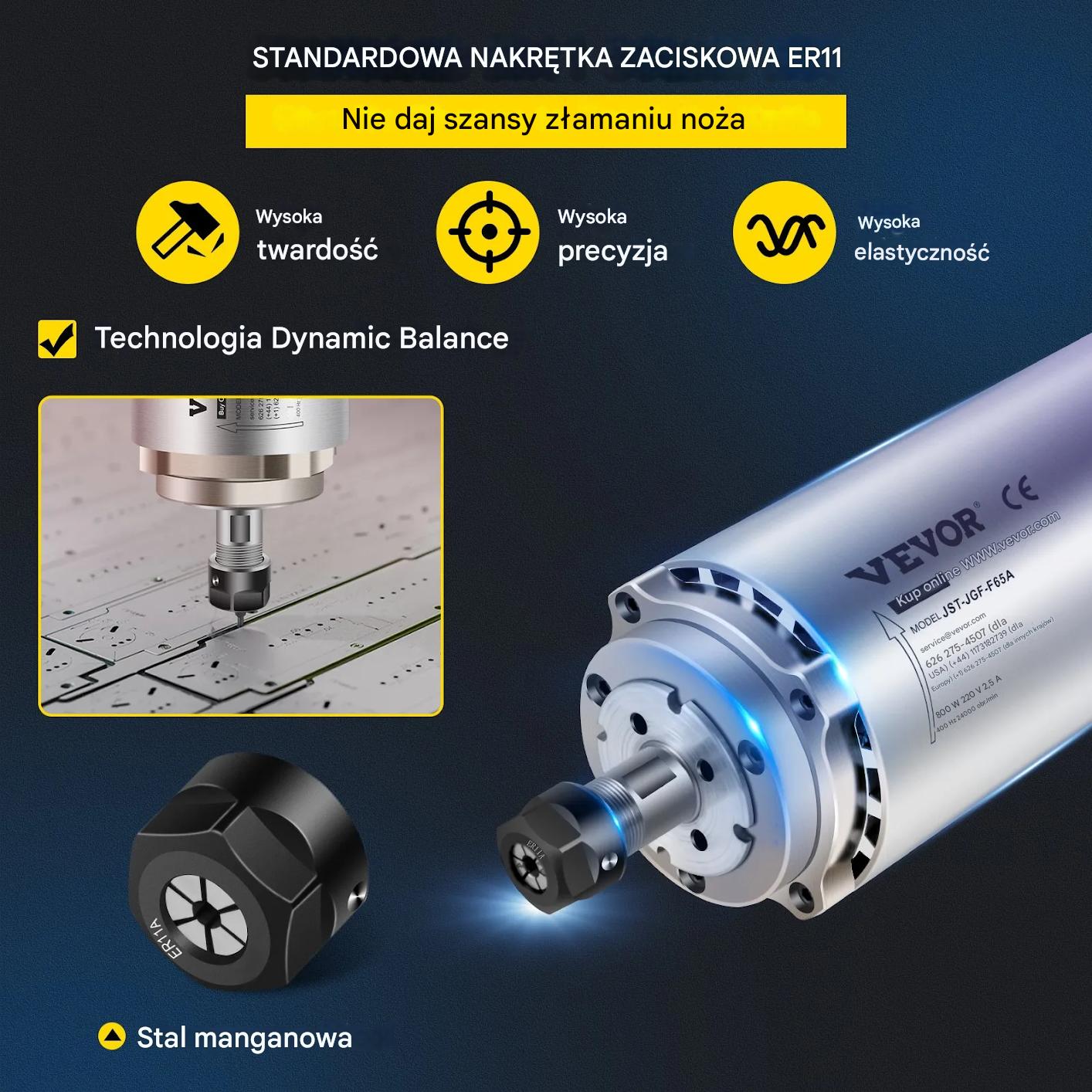 Silnik frezarki wrzeciona CNC 1,5 kW 220V chłodzony powietrzem grawera - obrazek 3