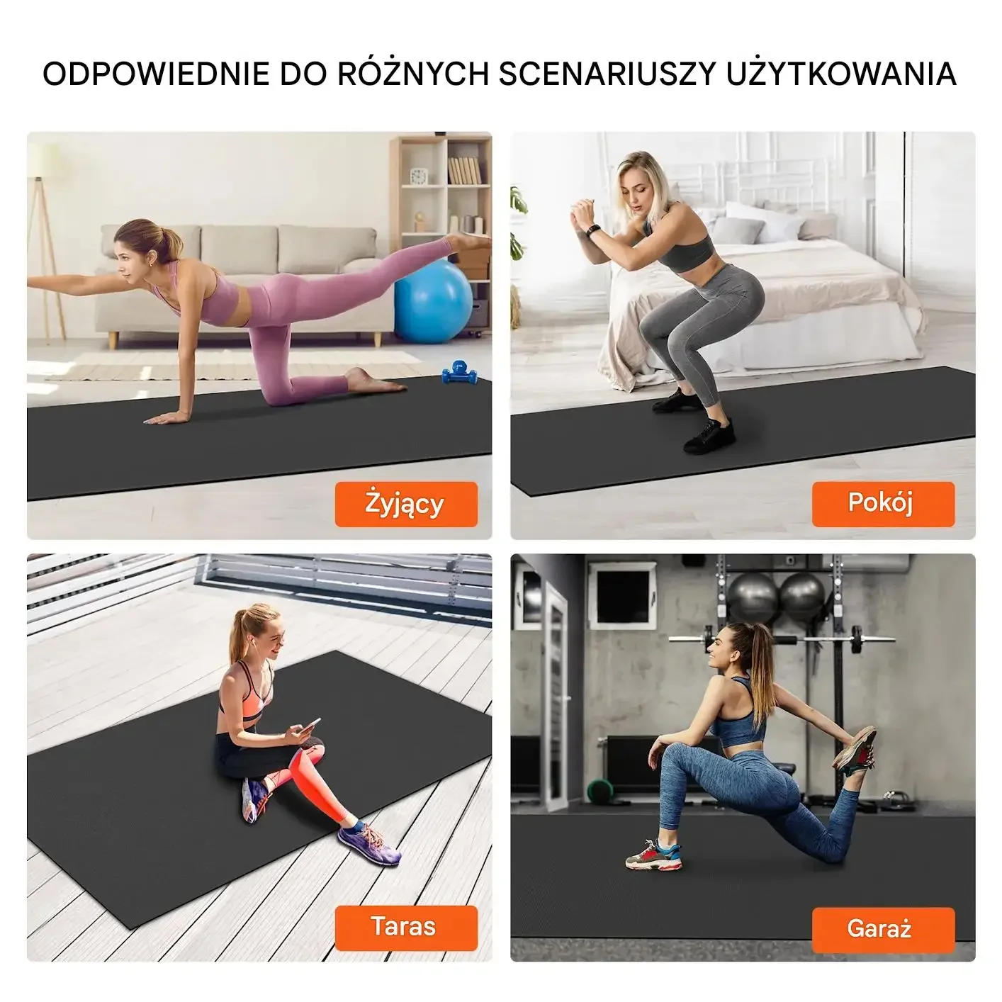 Mata do ćwiczeń fitness joga 3x1,8 m antypoślizgowa do siłowni pilates - obrazek 2