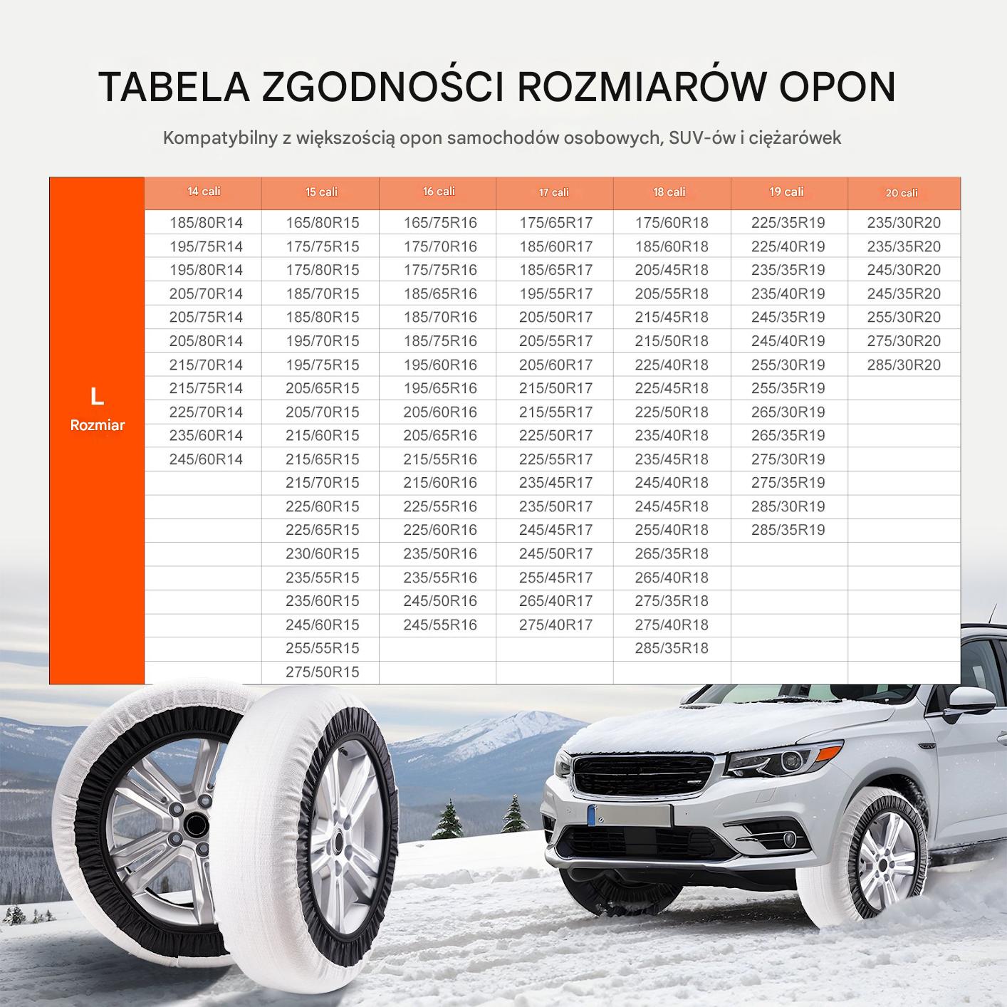 Pokrowce nakładki na opony 2szt – do śniegu i lodu duże - obrazek 2