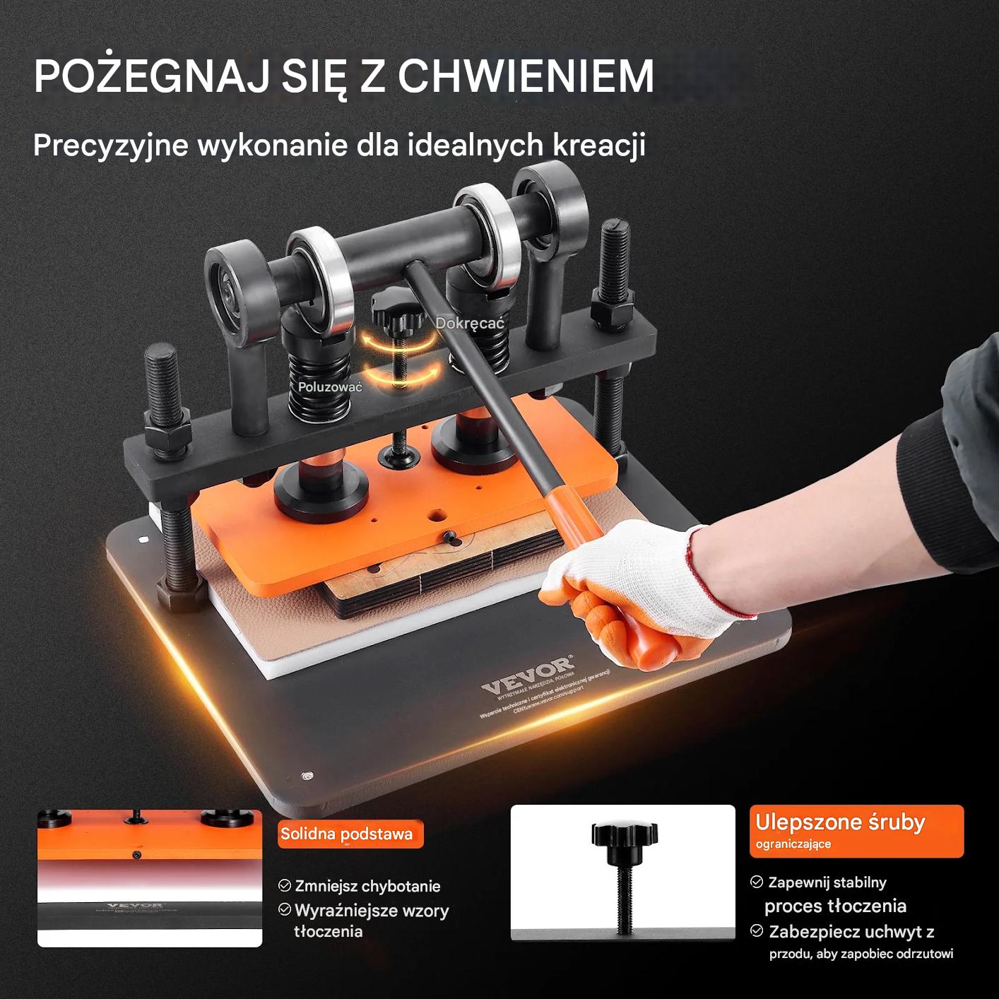 Maszyna do cięcia skóry ręczna wytłaczarka 28x14 cm skok 1,2 cm DIY - obrazek 5