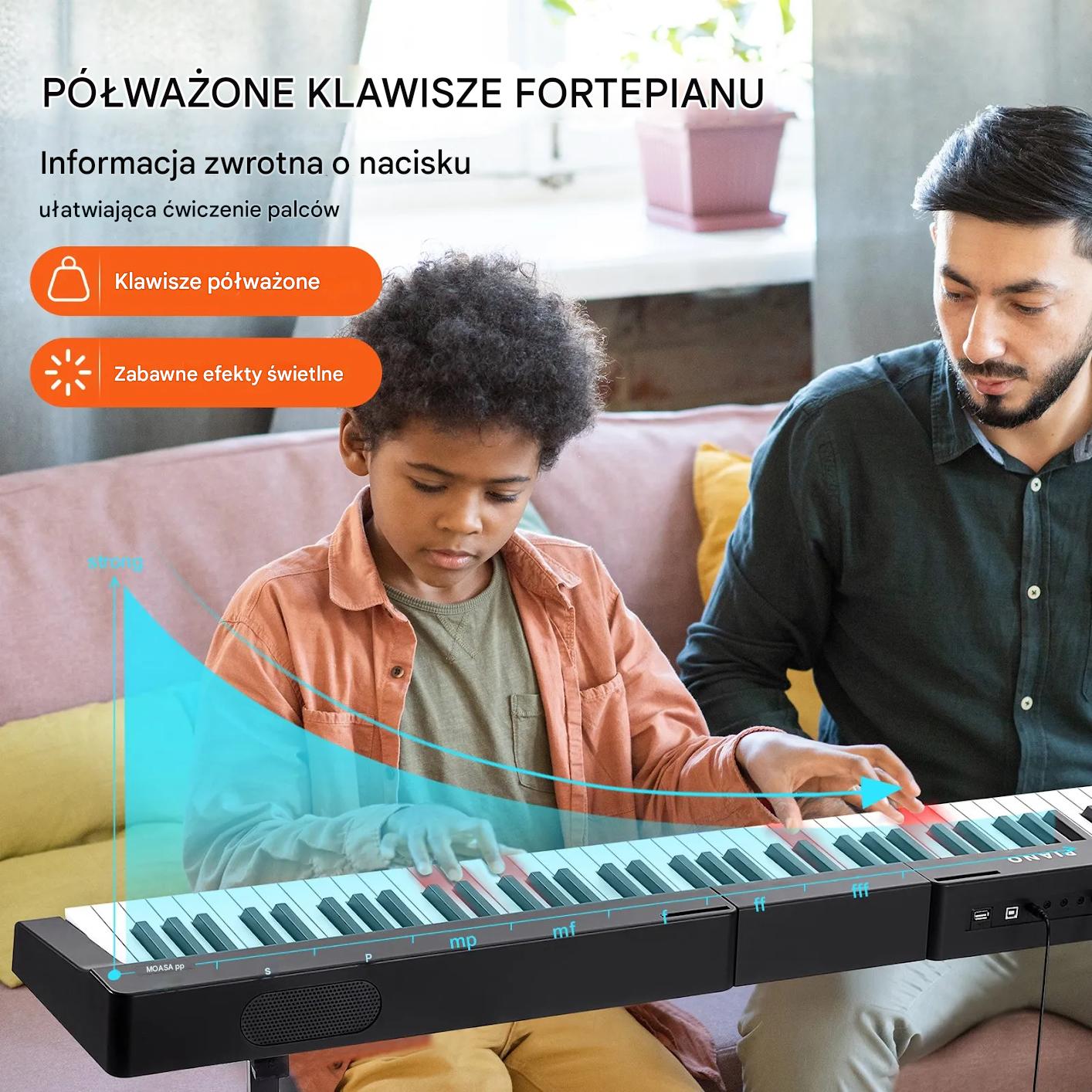 Keyboard 1000 tonów 88-klawiszowe cyfrowe, przenośne, Bluetooth/USB - obrazek 4