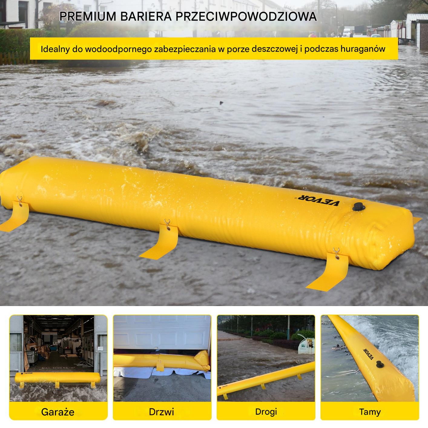 Zapora przeciwpowodziowa dmuchana 500 L duża 366 cm 51 cm 30,5 cm mocna BHP - obrazek 7