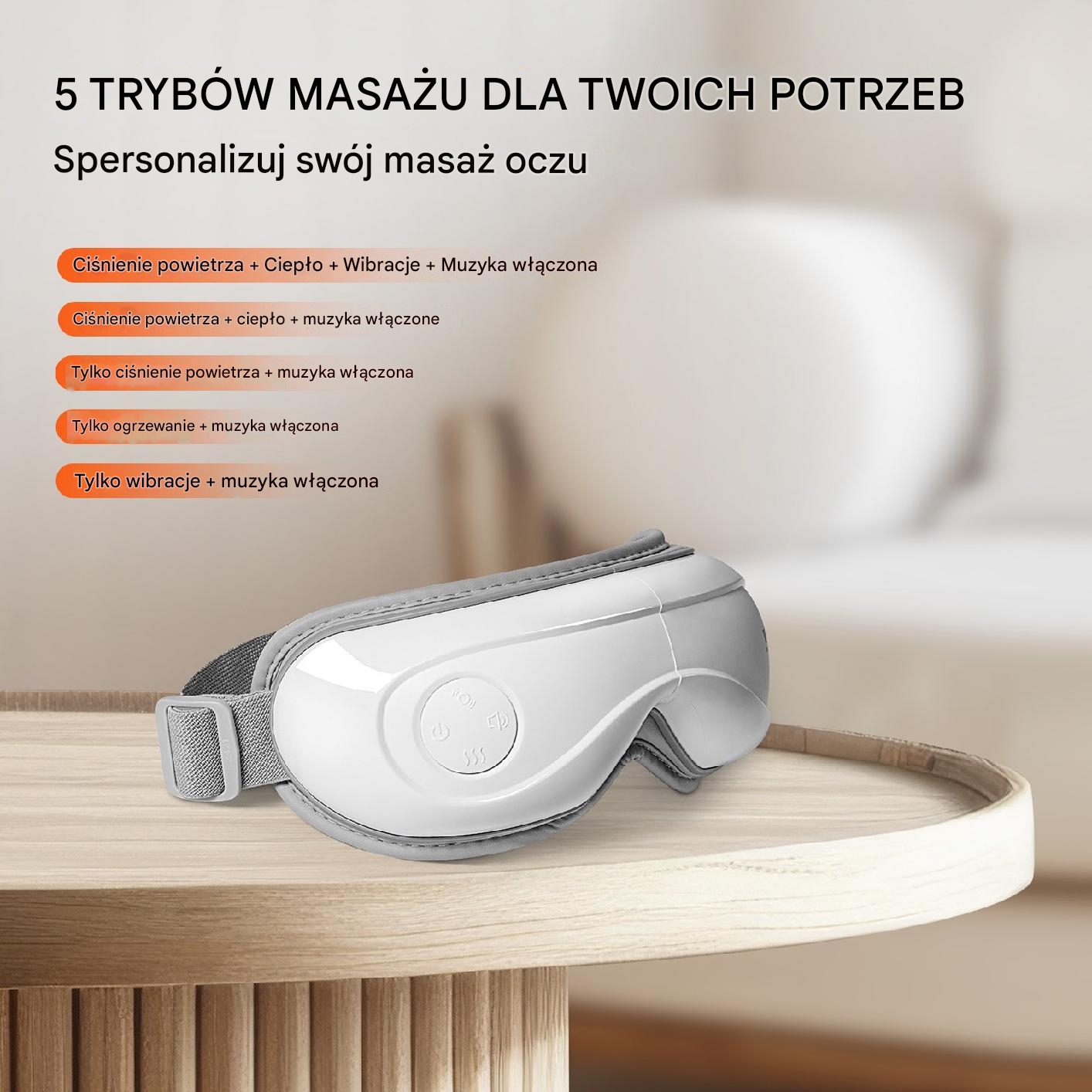 Masażer Oczu Relaksujący z Podgrzewaniem Bluetooth Muzyka - obrazek 6