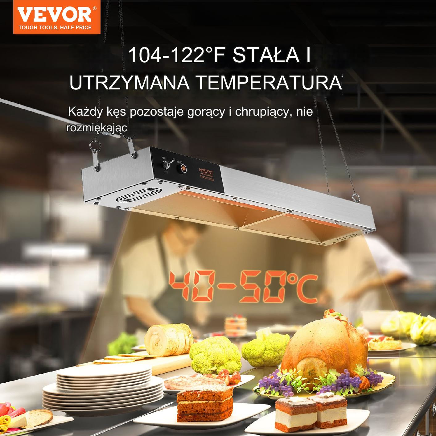 Lampa do podgrzewania żywności gastronomiczna 850W 91.5cm - obrazek 7