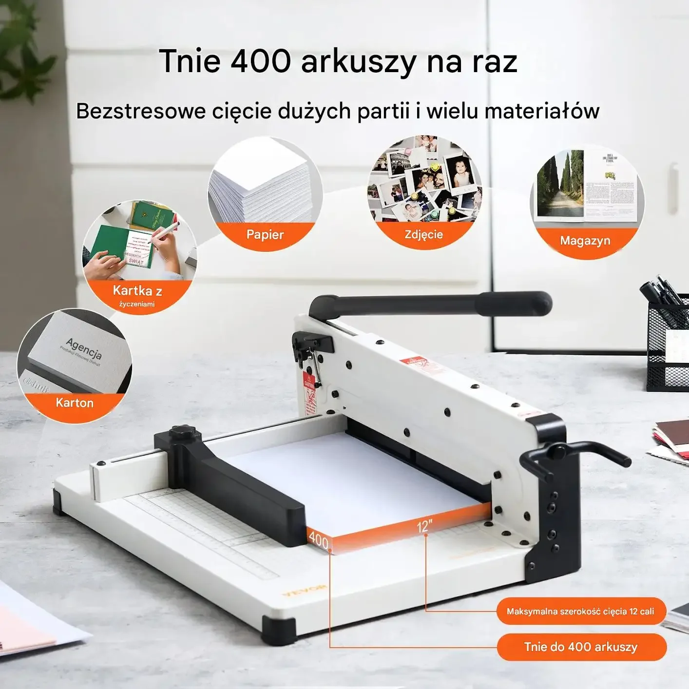 Gilotyna do papieru A4 30,5 cm 400 arkuszy metalowa do biura i drukarni - obrazek 3