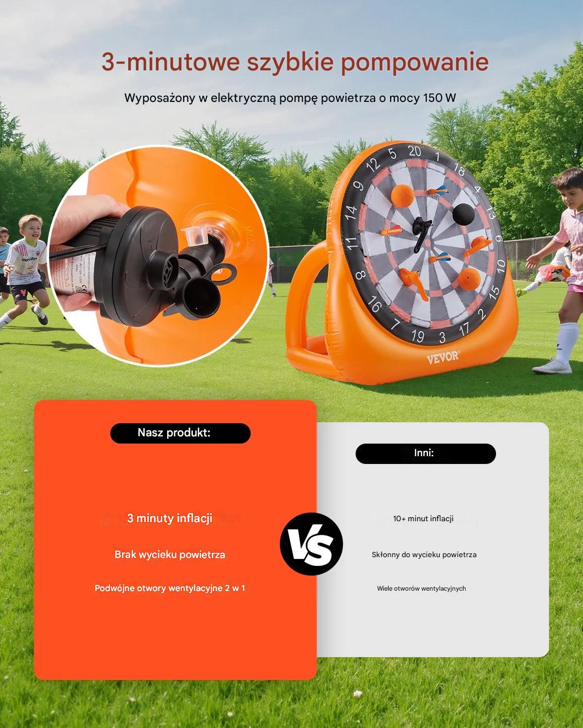 Nadmuchiwana gra piłkarski dart z piłkami komplet do ogrodu na imprezy - obrazek 5