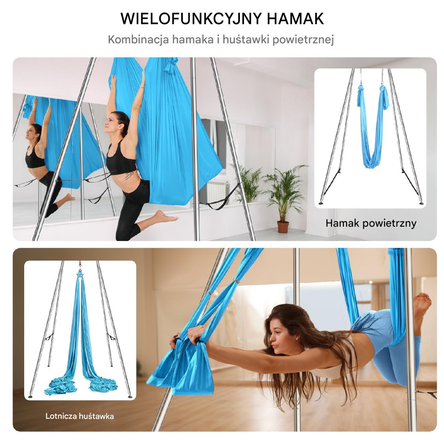 Stojak z Hamakiem Aerial Yoga Niebieski - obrazek 5