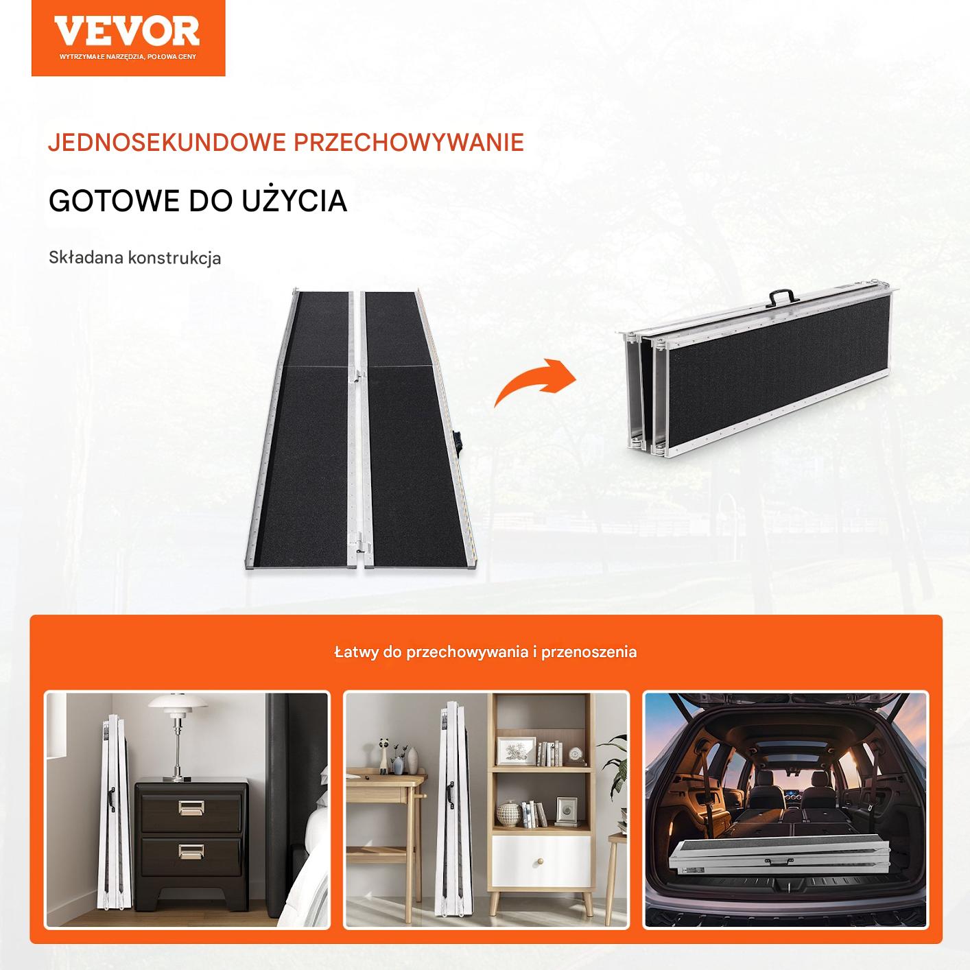 Rampa najazd dla wózków inwalidzkich 2,4 m 360 kg – aluminiowa składana - obrazek 6