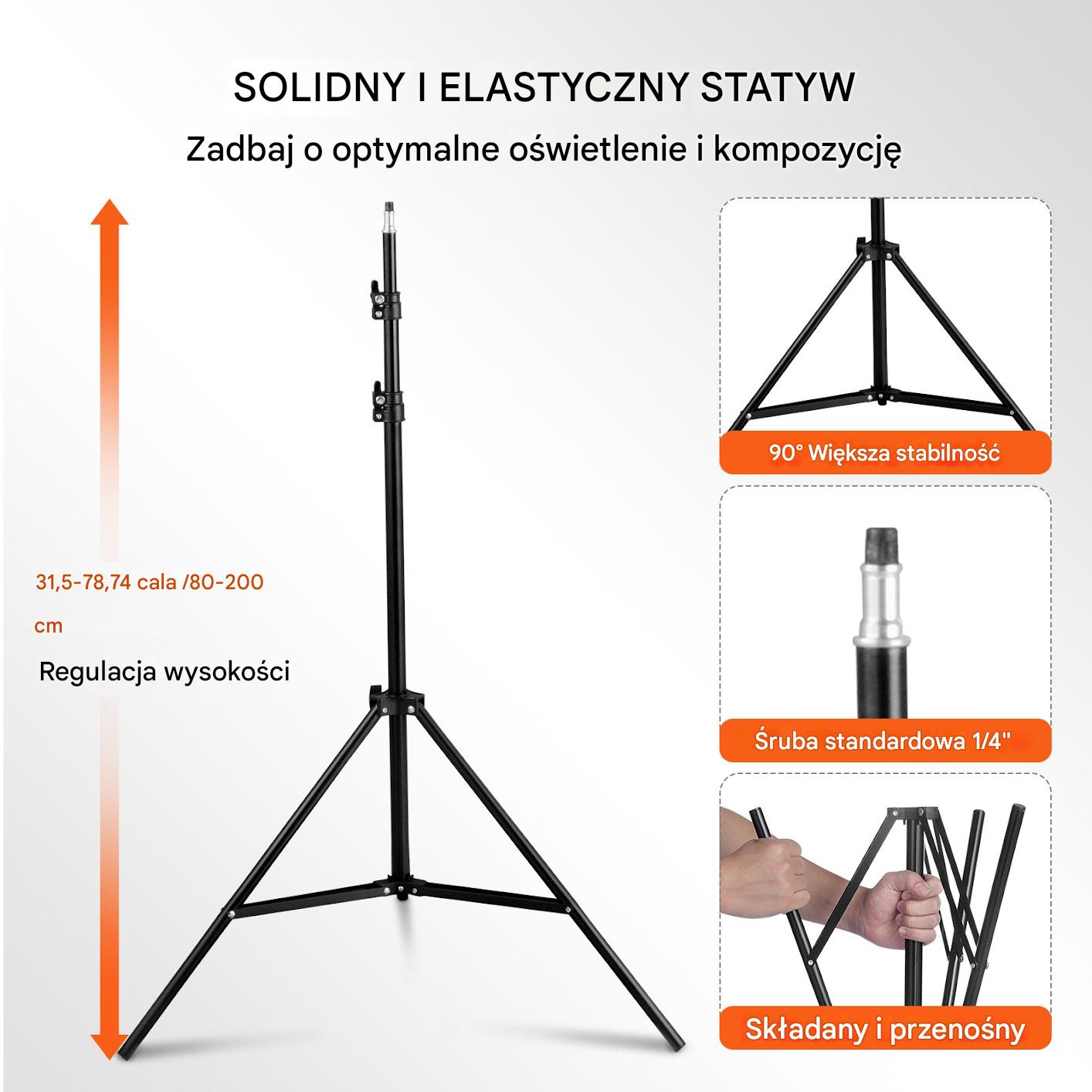Zestaw 2 x lampa studyjna led 30W + softbox 50x70cm + statyw + futerał - obrazek 5