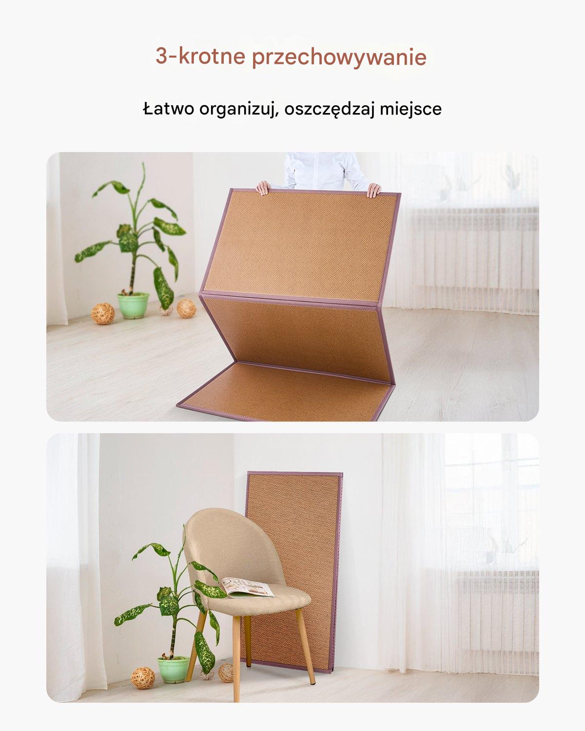 Materac Tatami Japoński Składany z Naturalnej Rattanu – 2032 x 990 x 13 mm - obrazek 6