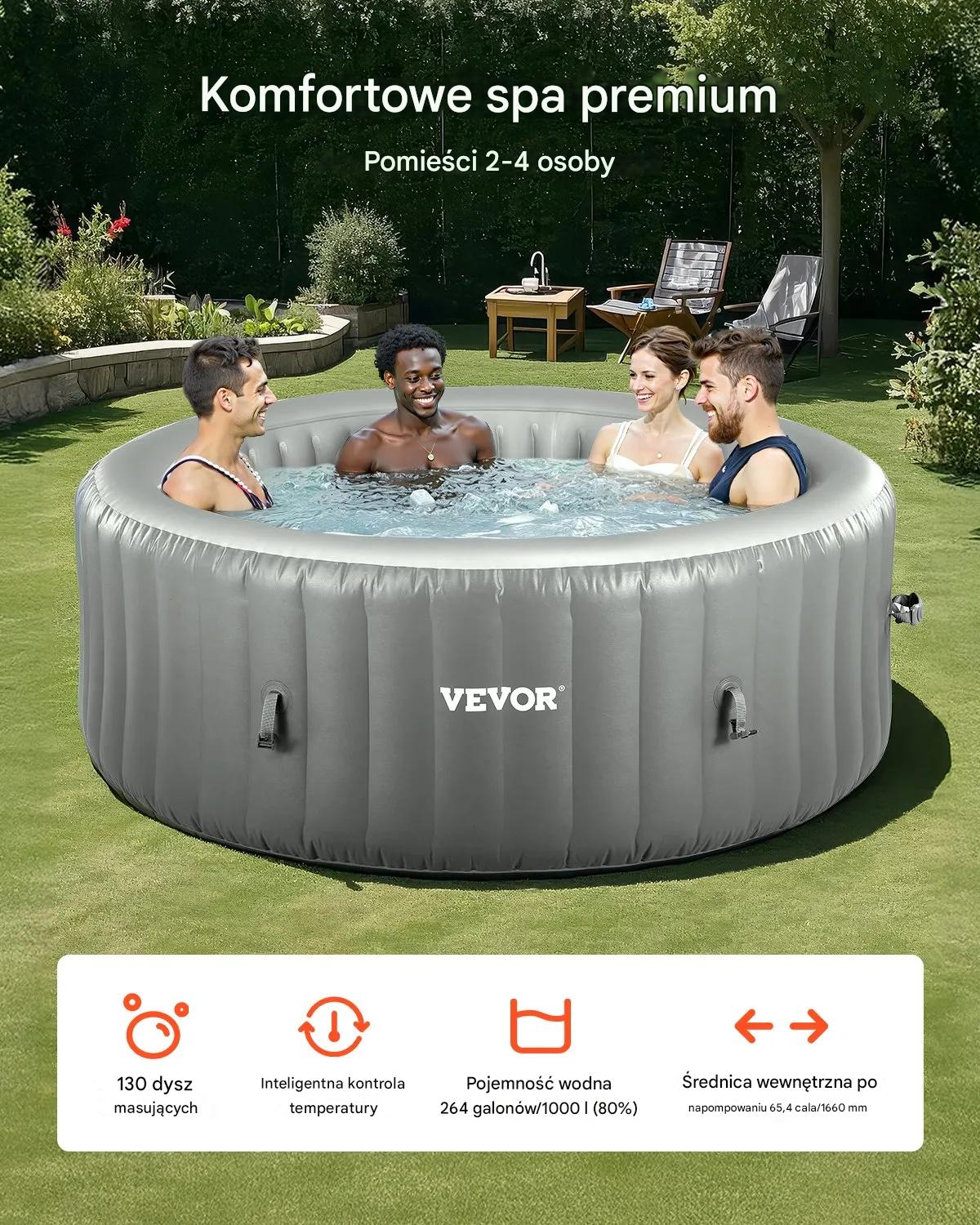 Dmuchane jacuzzi 4-6 os 208x66cm z dyszami i matą do ogrodu - obrazek 3