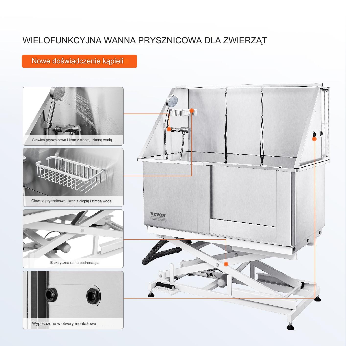 Wanna Groomerska dla Psów z Elektryczną Regulacją Wysokości – 127 cm - obrazek 4