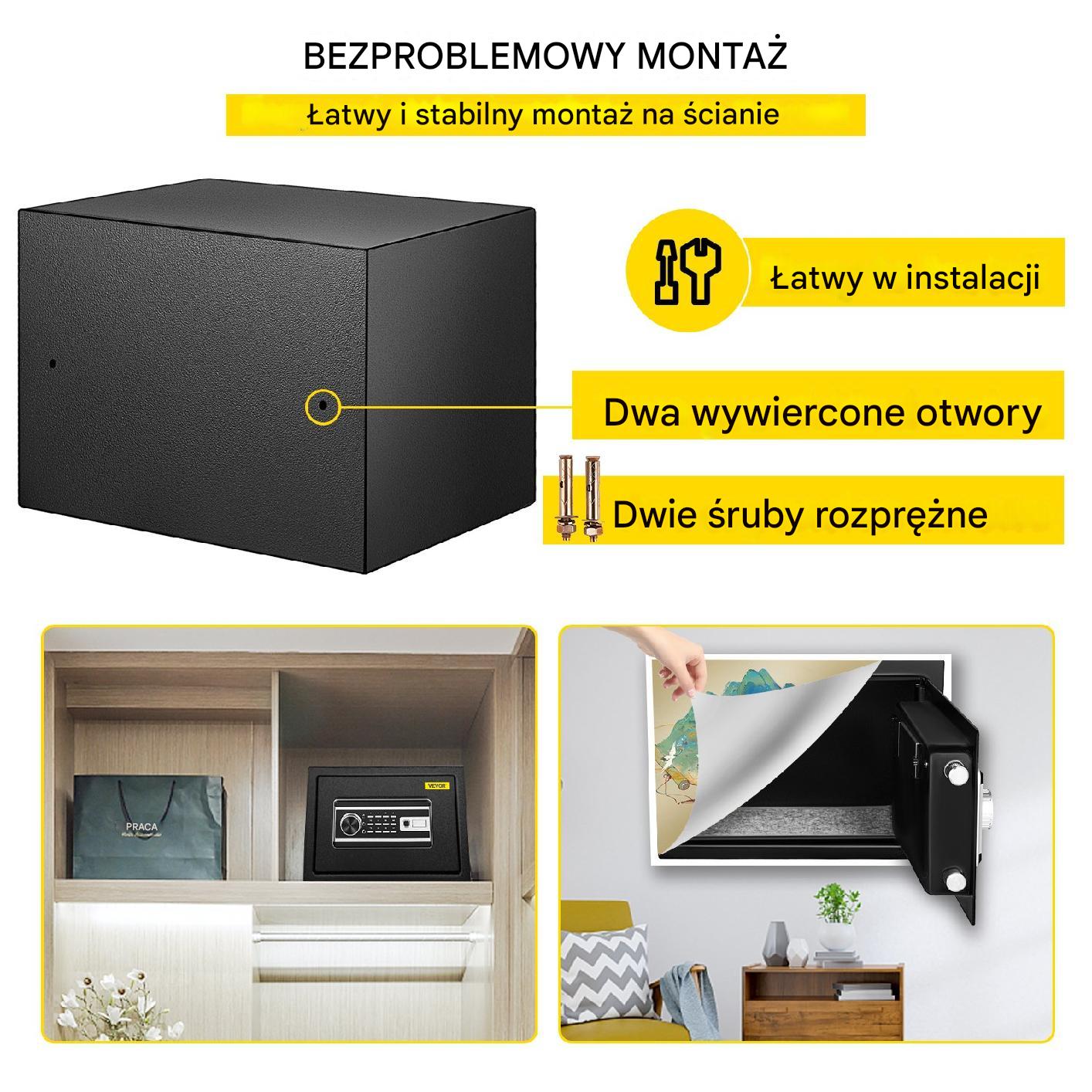 Domowy sejf kasetka zamek elektroniczny Kasa Pancerna 22,6 L - obrazek 5