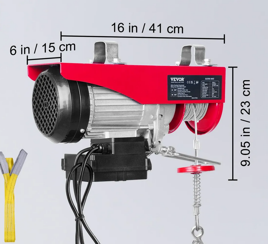 Wciągarka elektryczna 798 kg 1450W 220V pilot zdalny lina stalowa - obrazek 2