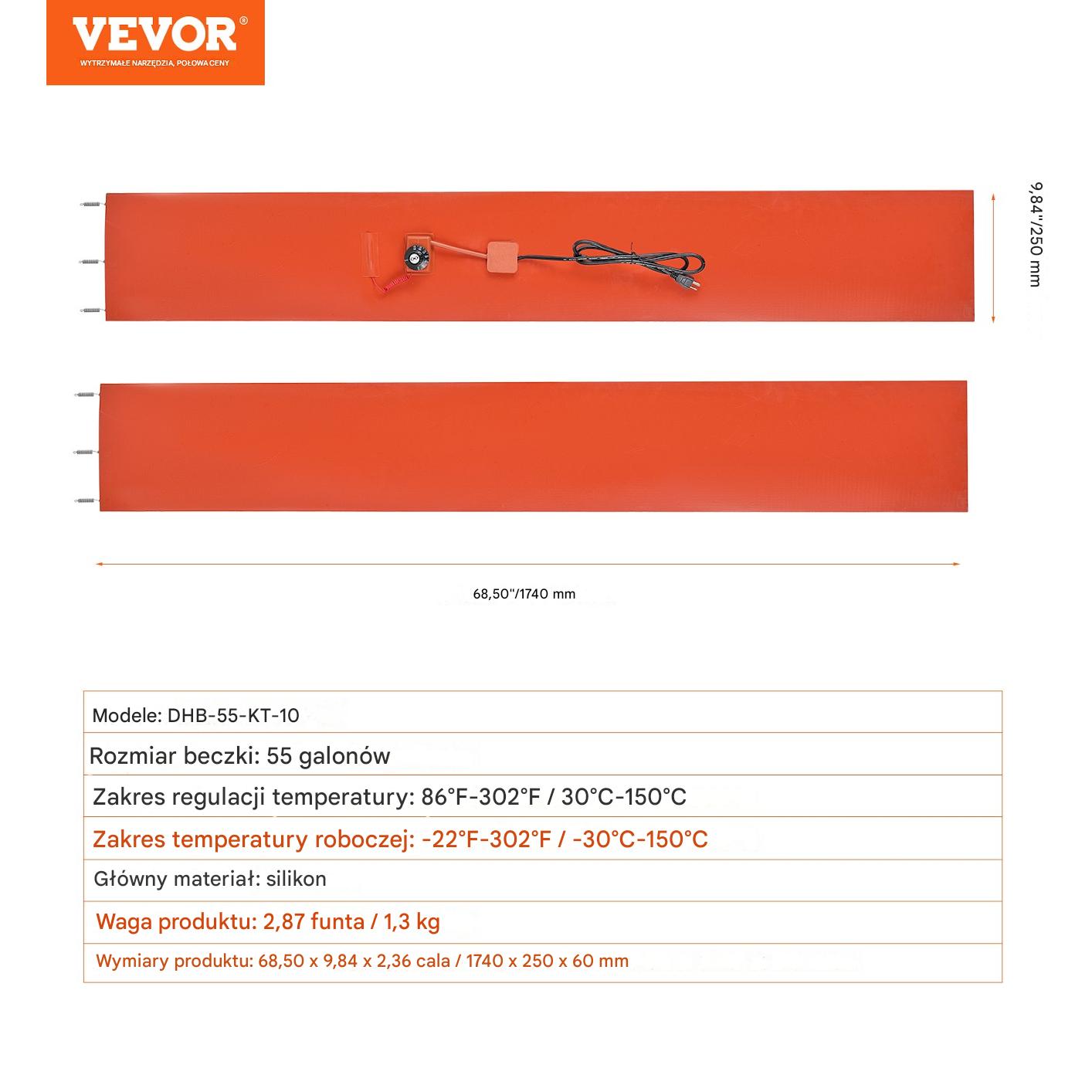 Ogrzewacz do beczki 208 l 1200W 30–150°C pas grzewczy szer. 25 cm - obrazek 2
