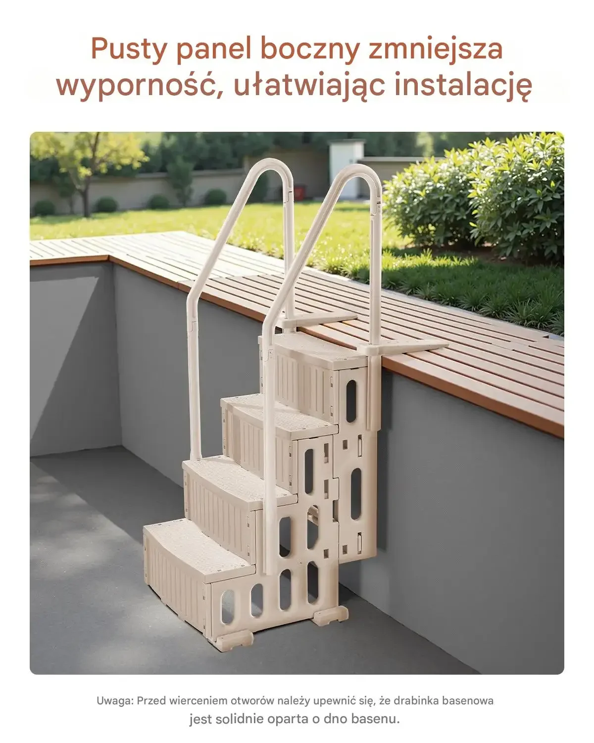 Drabinka basenowa 4 stopnie antypoślizgowa z poręczami do basenu - obrazek 4