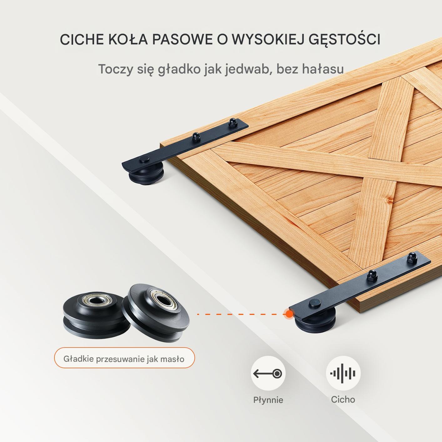 System Przesuwny do Drzwi Barn Door – Cichy System z Wieszakami I 3 m - obrazek 5