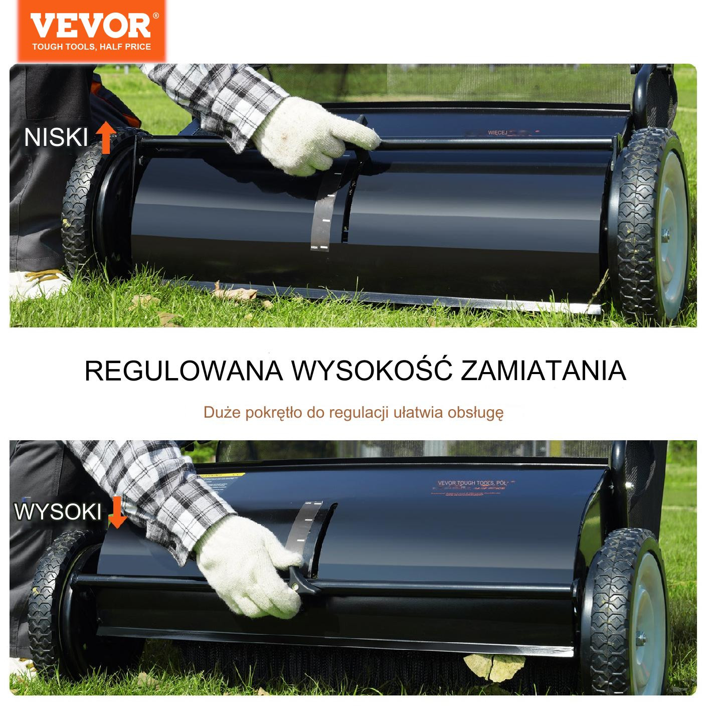 Zbieracz do liści trawy Zamiatarka ręczna 198L - obrazek 6