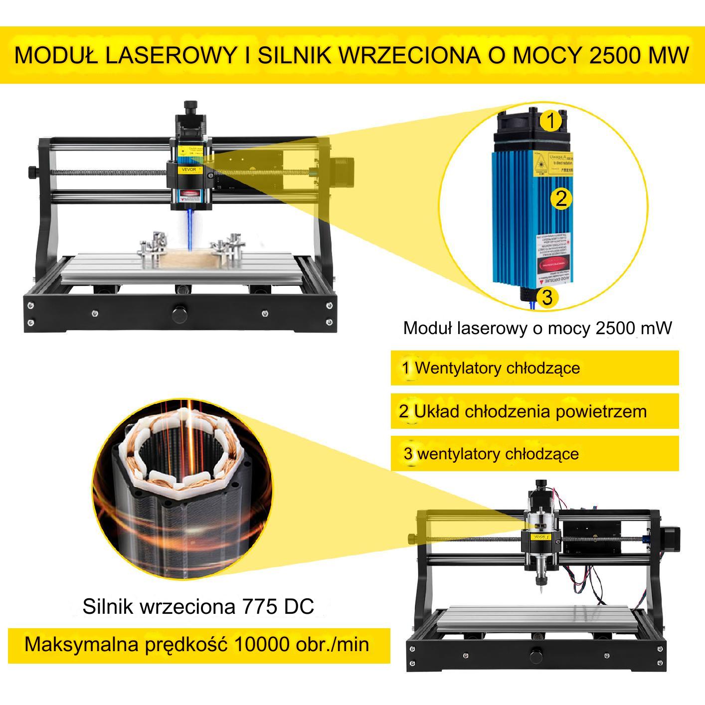 Grawer laserowy maszyna tnąca laserem 2500MW 300×180×40mm - obrazek 3