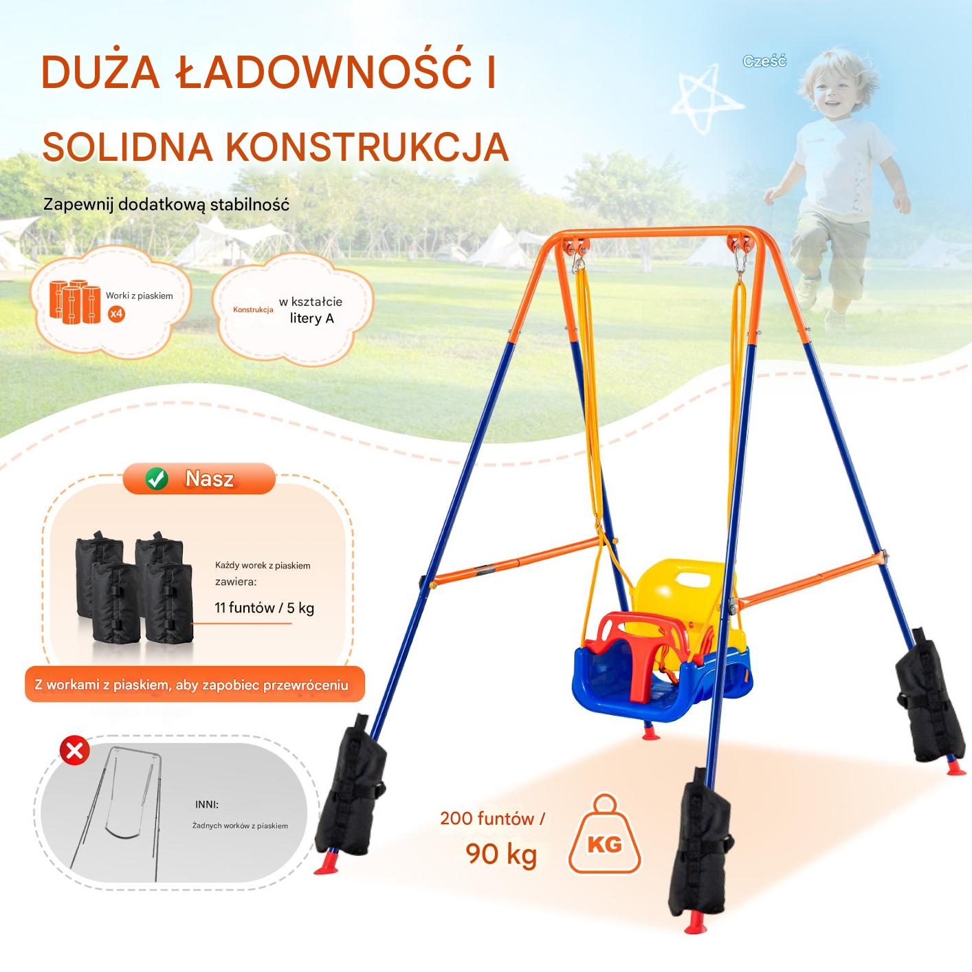 Huśtawka ogrodowa dla małych dzieci kubełkowa fotelik - obrazek 3