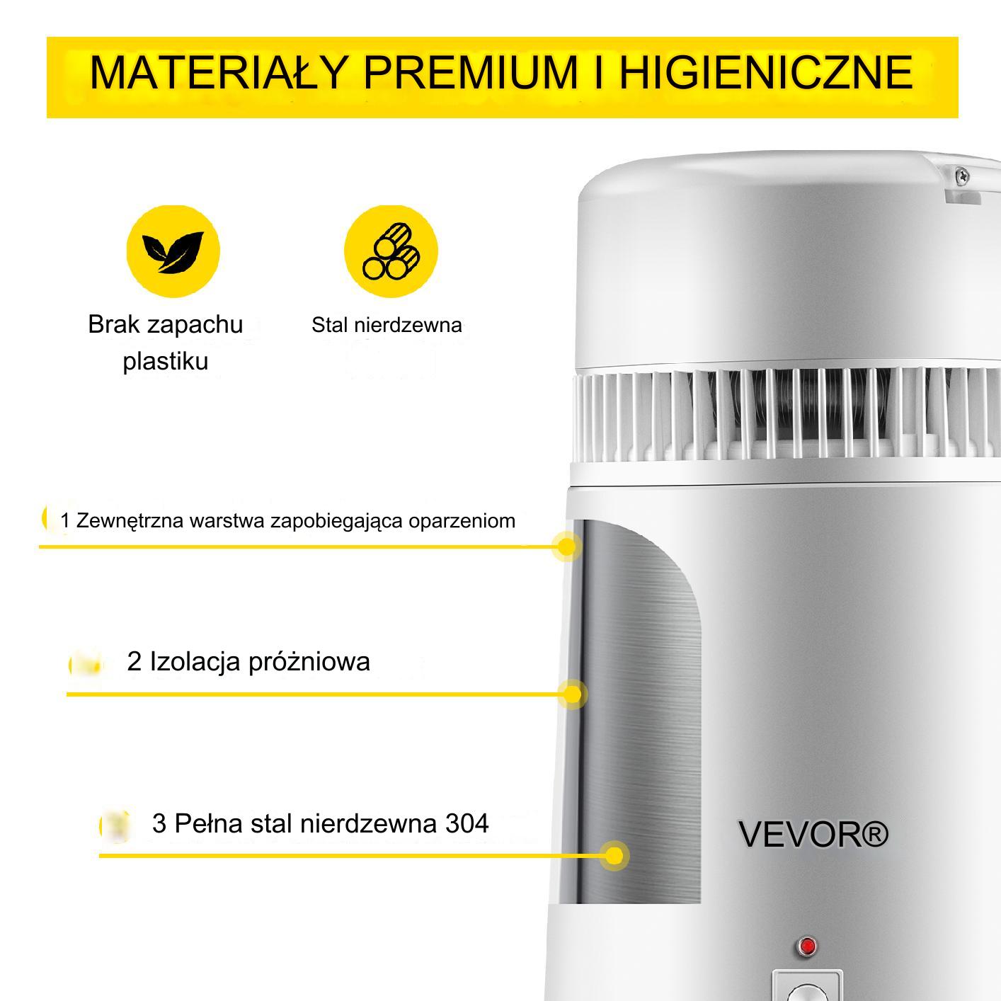 Destylator wody 4L 750W 1,3L/h stal nierdzewna 3 filtry srebrny - obrazek 4