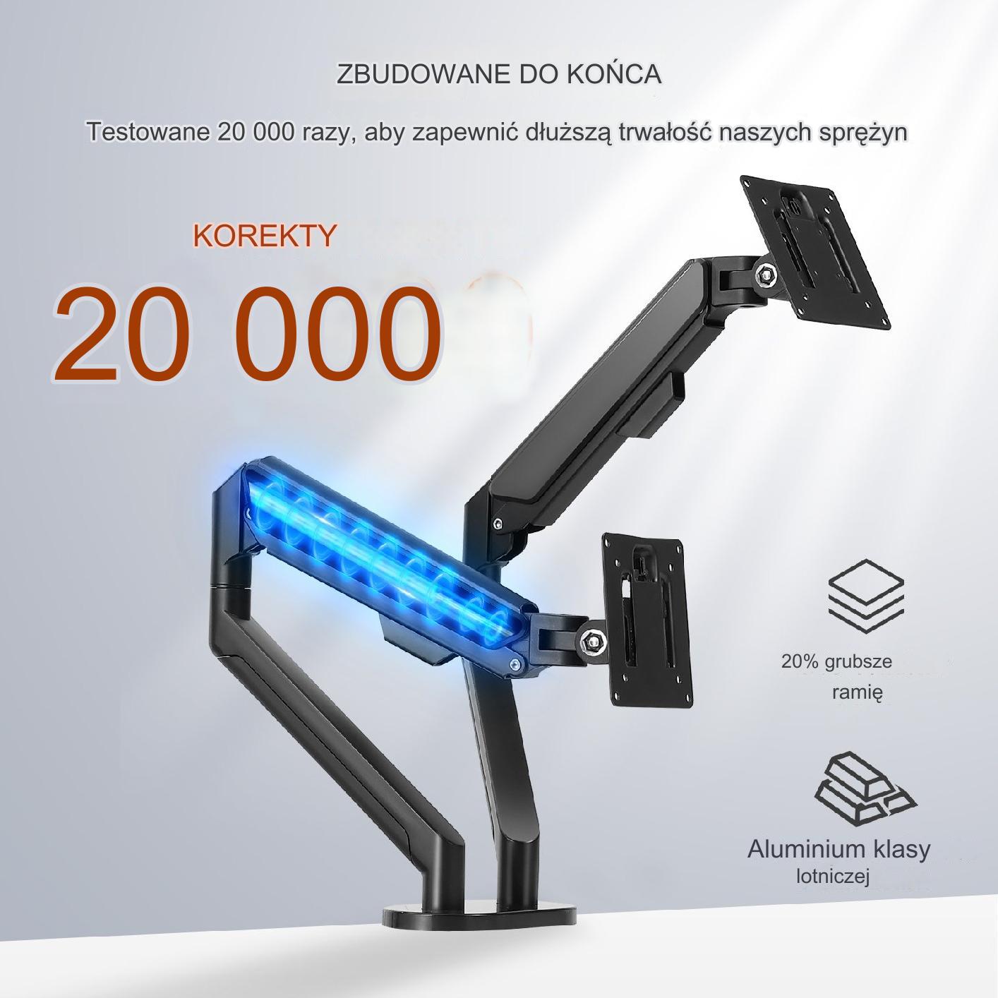Uchwyt na dwa monitory podwójny uchwyt biurkowy do monitorów 13"-35" - obrazek 5