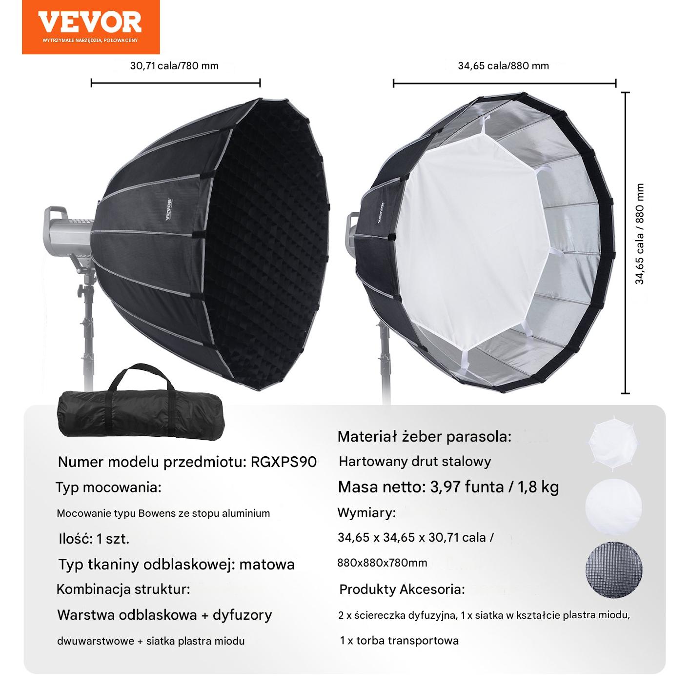 Lampa SOFTBOX lampa studyjna led 88x88 cm - obrazek 2