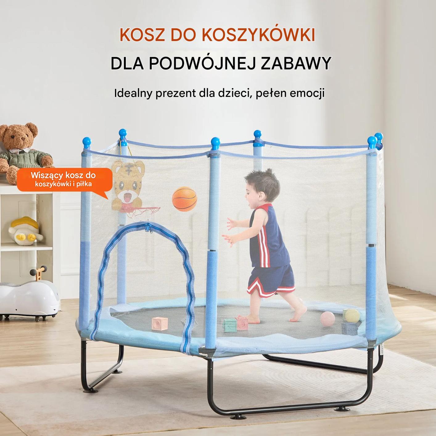 Trampolina dla dzieci z siatką mini ogrodowa i domowa z akcesoriami - obrazek 6