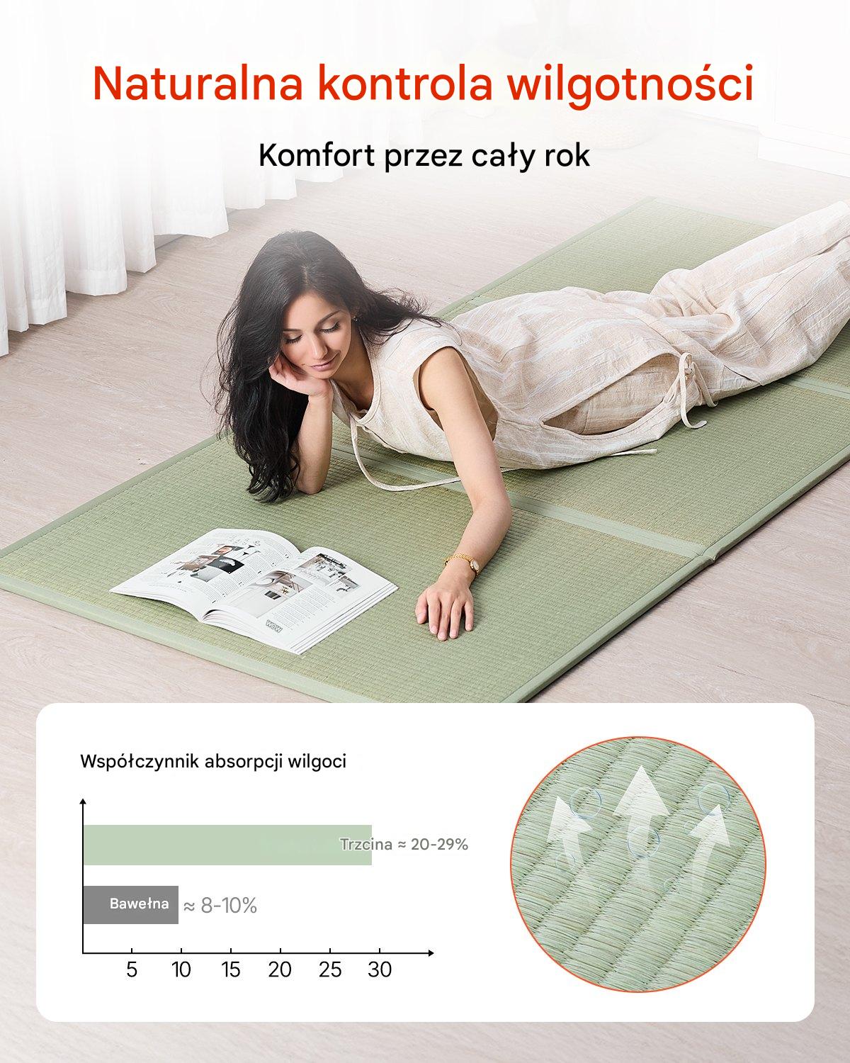 Materac Tatami Japoński Składany z Naturalnej Trawy – 2108 x 990 x 13 mm - obrazek 4