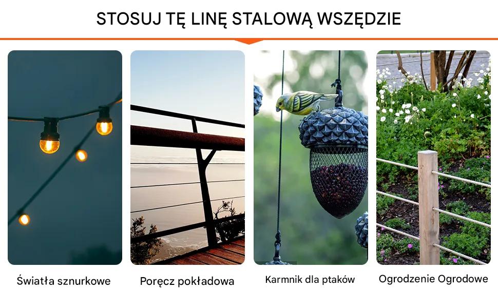 Stalowy kabel lotniczy 4,8 mm 7x19 152 m T304, linka wciągarki - obrazek 7
