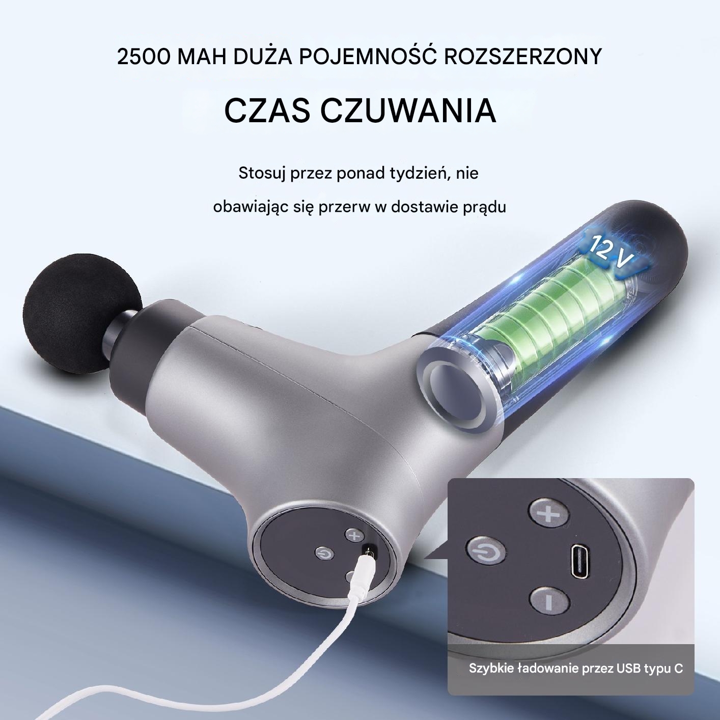 Pistolet do Masażu Massage Gun - Masażer do Pleców Stóp i Ciała - obrazek 3