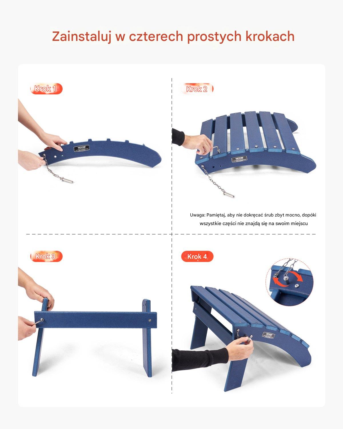 Podnóżek Adirondack Taboret Ogrodowy Składany HDPE 48x48x35cm - obrazek 4