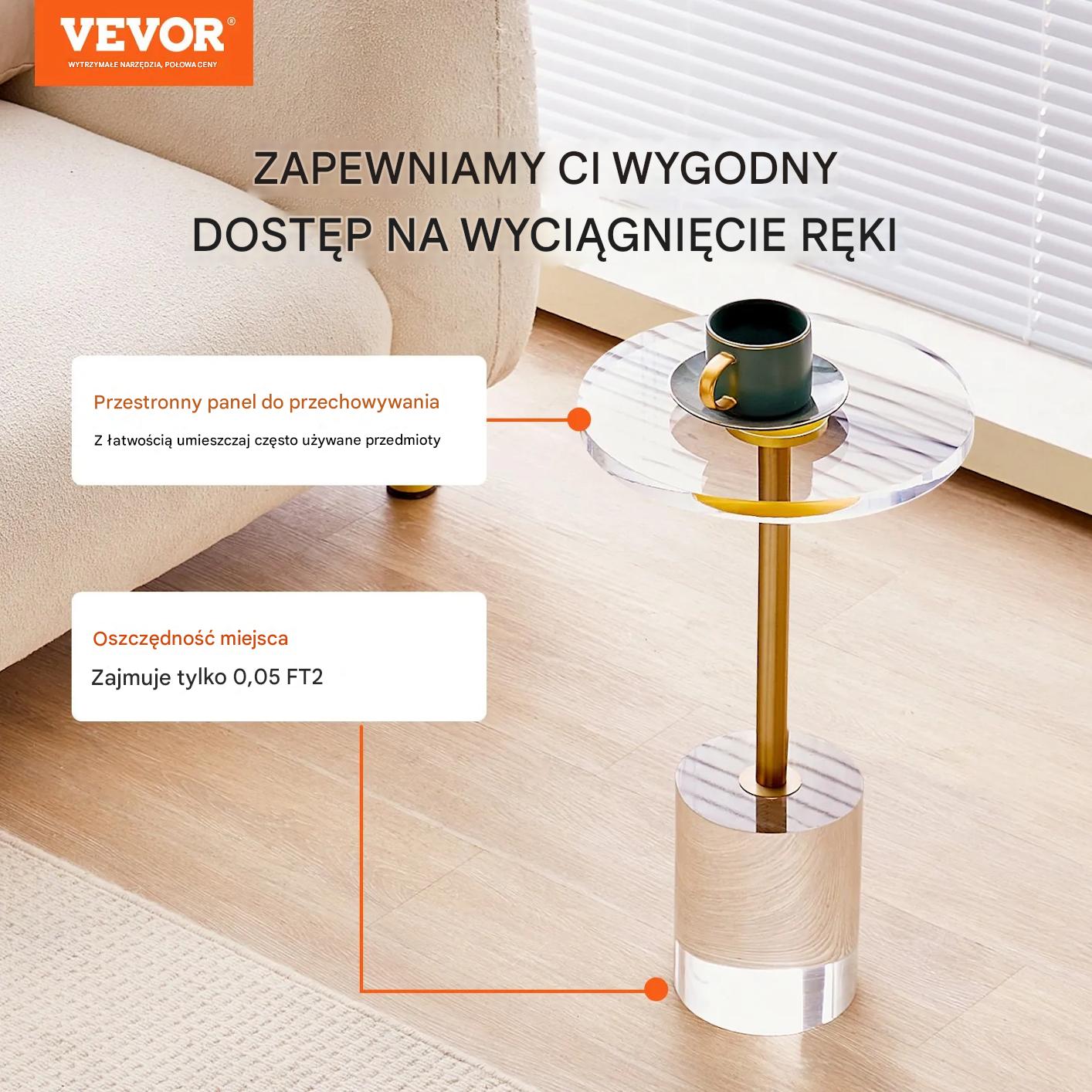 Stolik kawowy okrągły akrylowy przezroczysty nowoczesny - obrazek 3