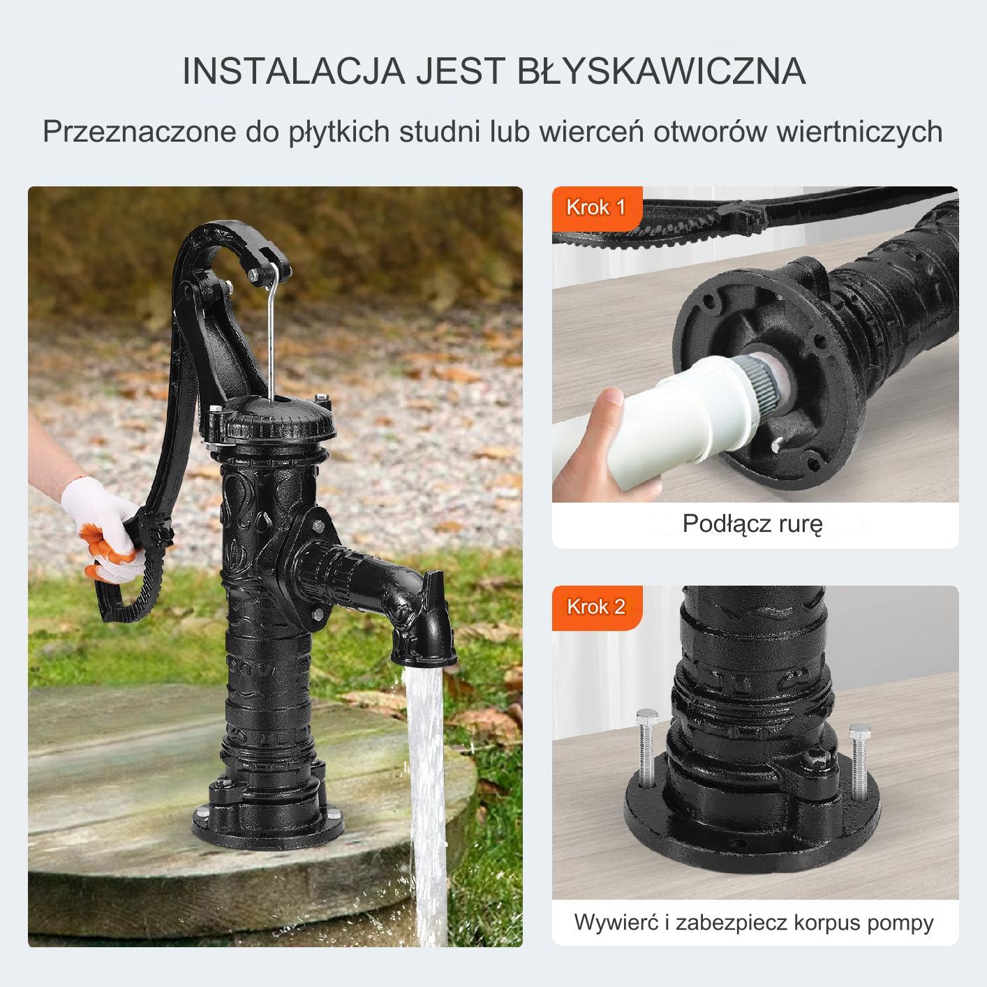Pompa ręczna ogrodowa żeliwna 65 cm - obrazek 6