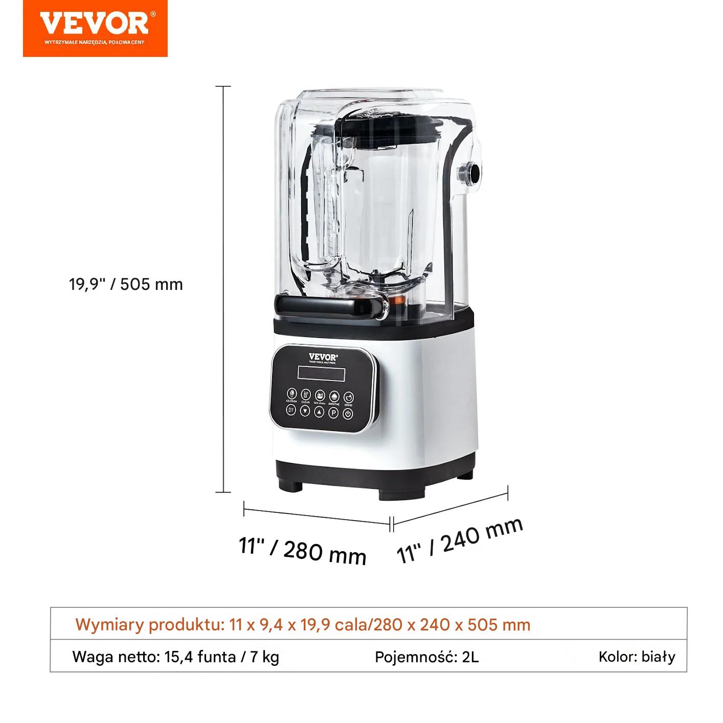Blender gastronomiczny szary kielichowy 2l 9 biegów stalowy smoothie lód - obrazek 2