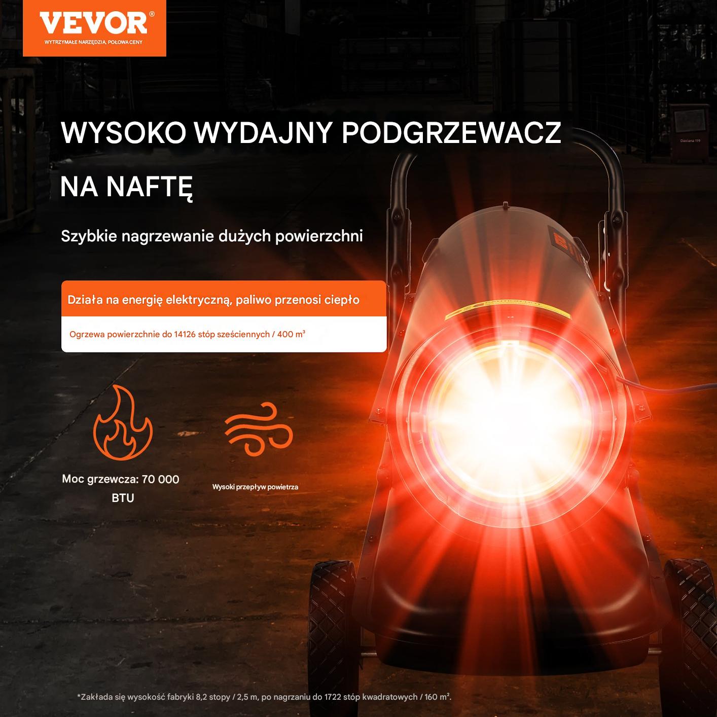 Nagrzewnica Olejowa Nagrzewanie Postojowe z Termostatem 5°C-45°C 400 m3 - obrazek 2