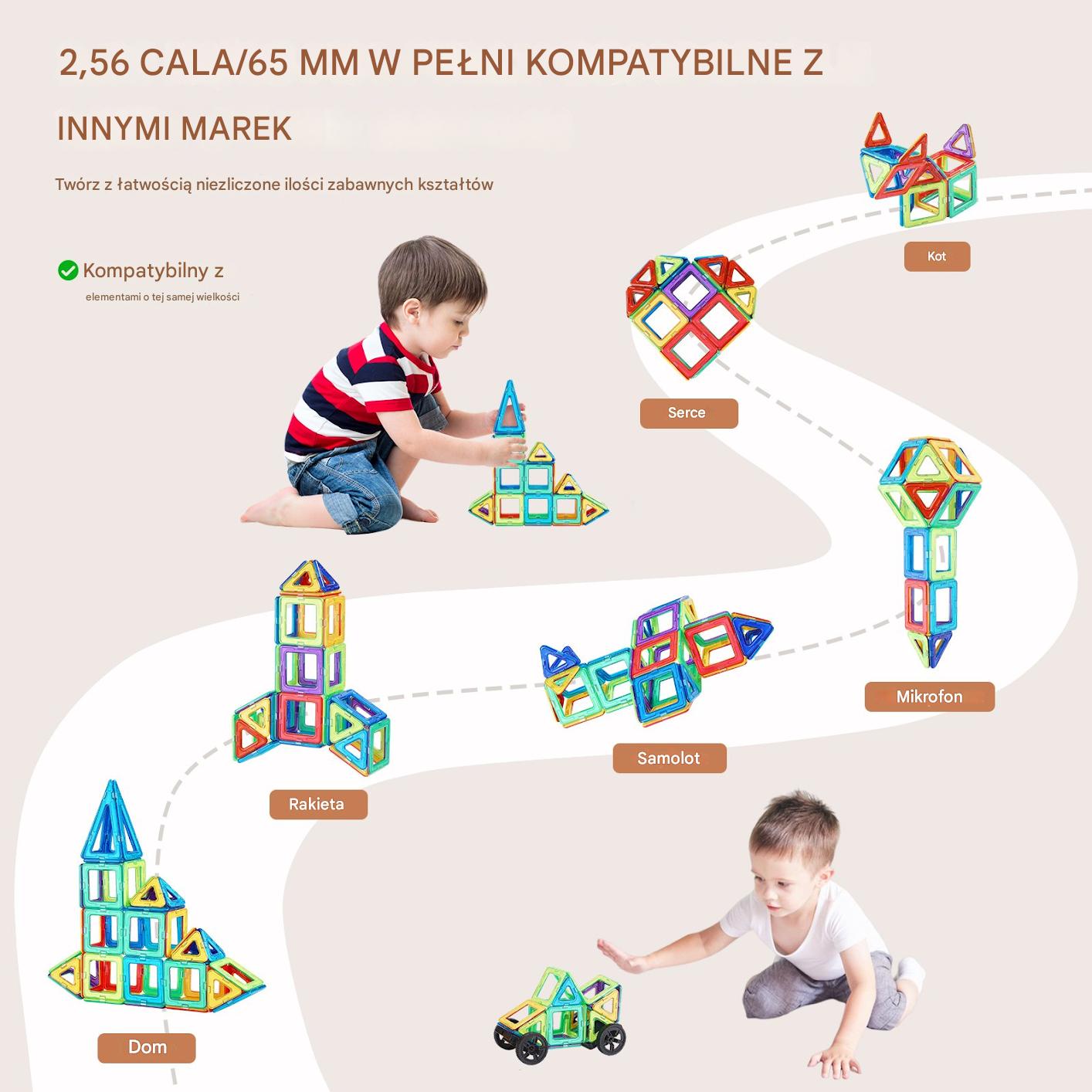 Magnetyczne Klocki 123 szt. zestaw 3D dla dzieci – zabawka edukacyjna - obrazek 3