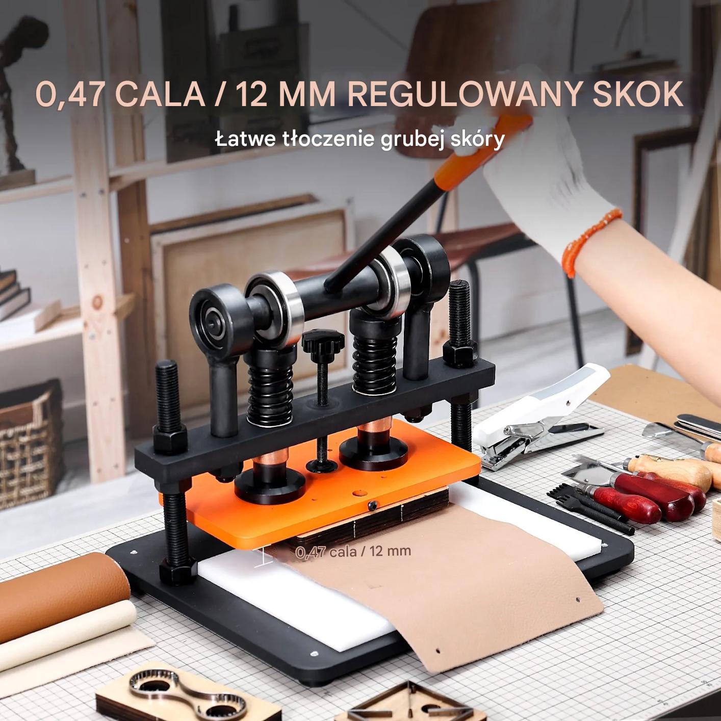 Maszyna do cięcia skóry ręczna wytłaczarka 28x14 cm skok 1,2 cm DIY - obrazek 7