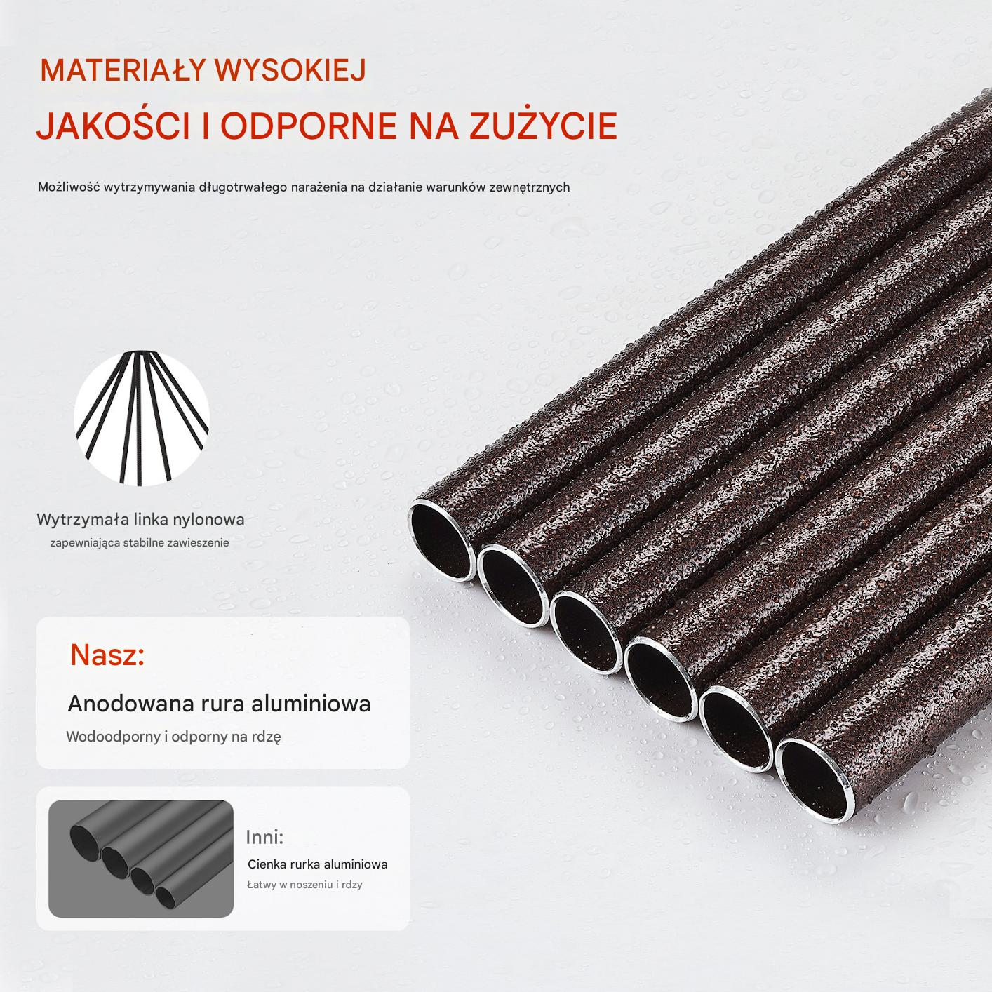 Dzwonki wiatrowe aluminiowe 1143 mm Brązowe - obrazek 5