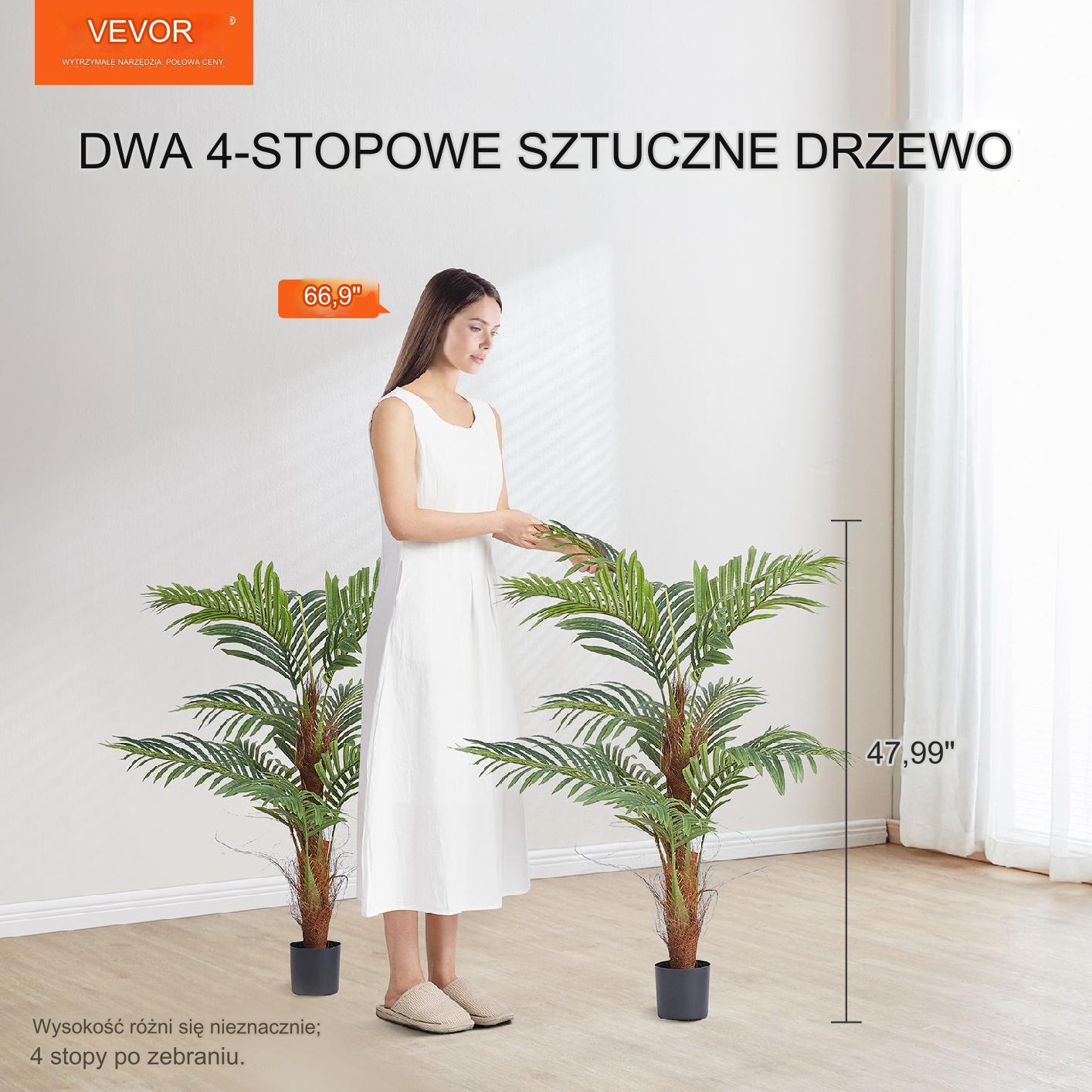 Sztuczna wysoka palma Areka sztuczne drzewko wysoka do salonu 121cm 2 szt. - obrazek 3